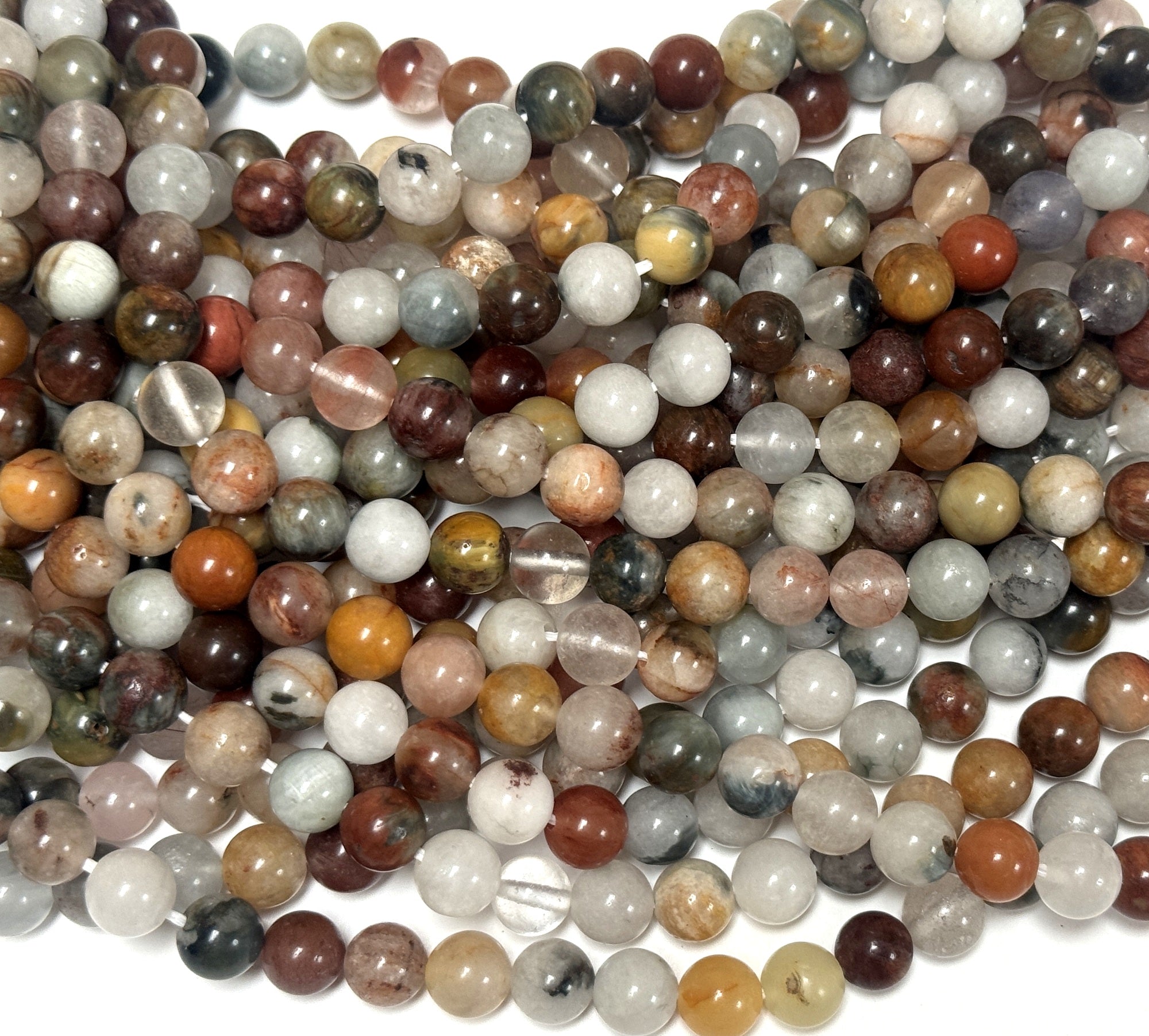 Mixed Quartz 8mm round natural gemstone beads 15.5" strand