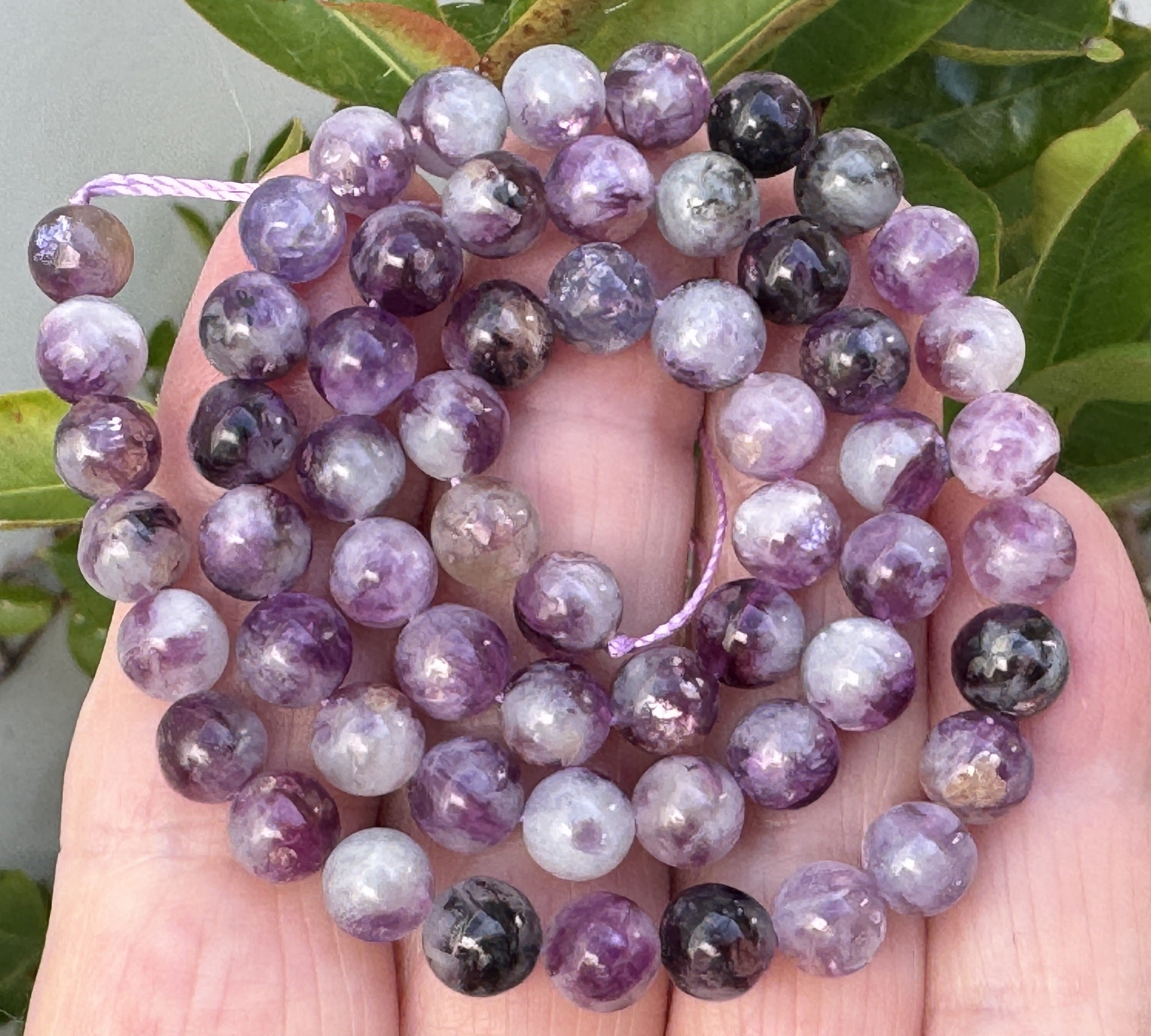 Purple Emerald Lepidolite 6mm round natural gemstone beads 15" strand