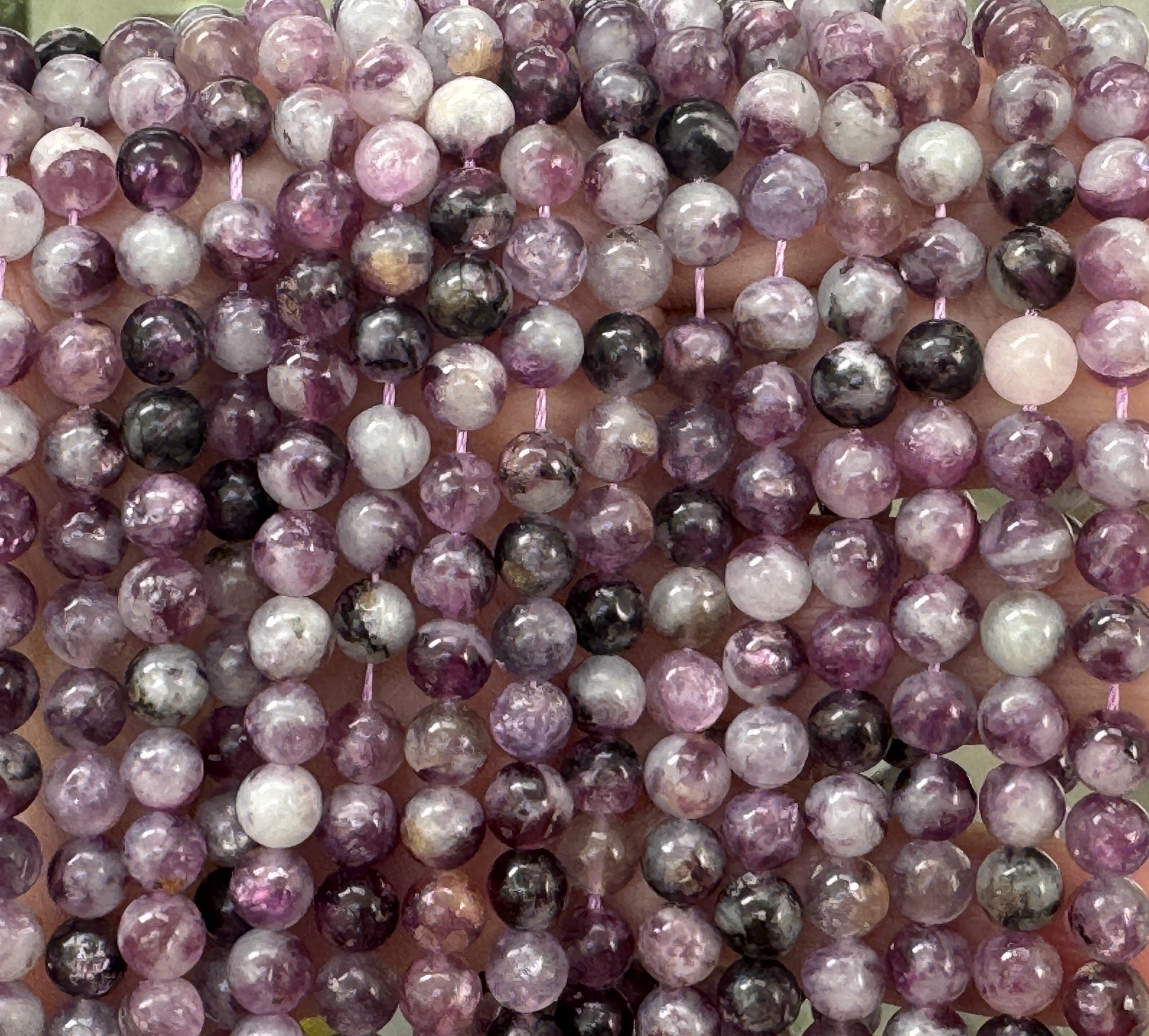 Purple Emerald Lepidolite 6mm round natural gemstone beads 15" strand