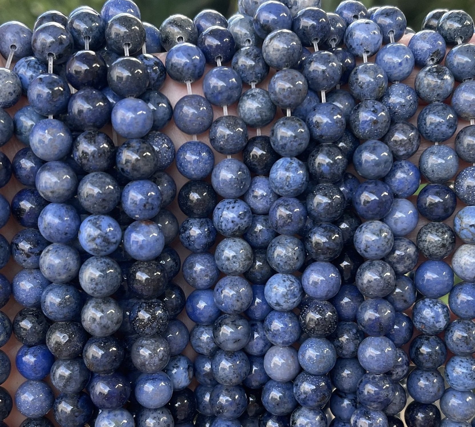 Dumortierite 8mm round natural gemstone beads 15" strand