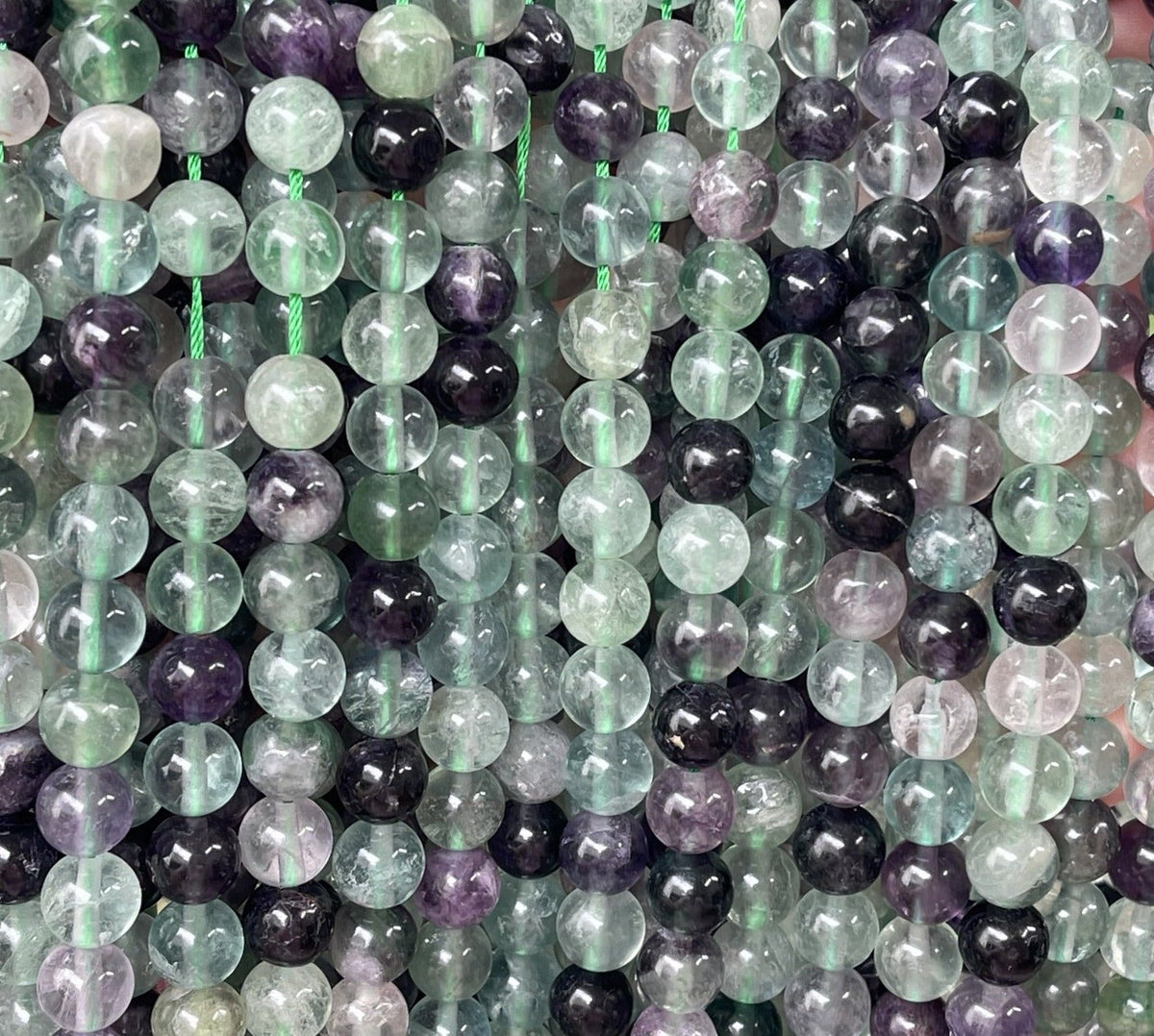 Fluorite 8mm round natural gemstone beads 15" strand - Oz Beads 