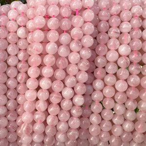 Madagascar Rose Quartz 6mm round natural gemstone beads 15.5" strand - Oz Beads 