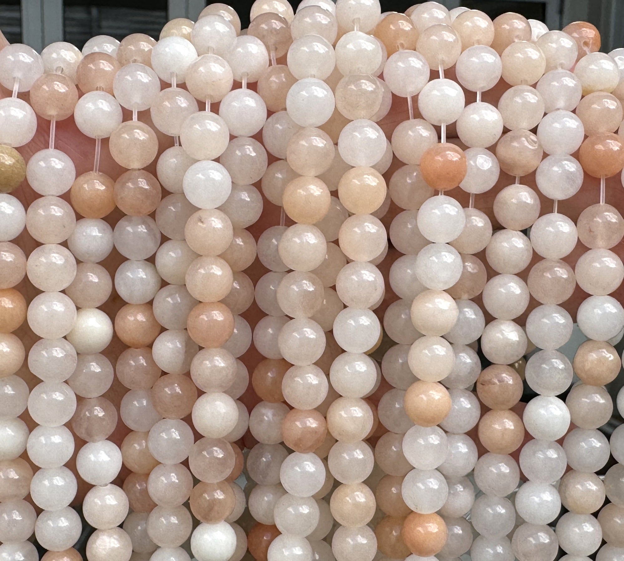 Pink Aventurine 8mm round natural gemstone beads 15" strand - Oz Beads 