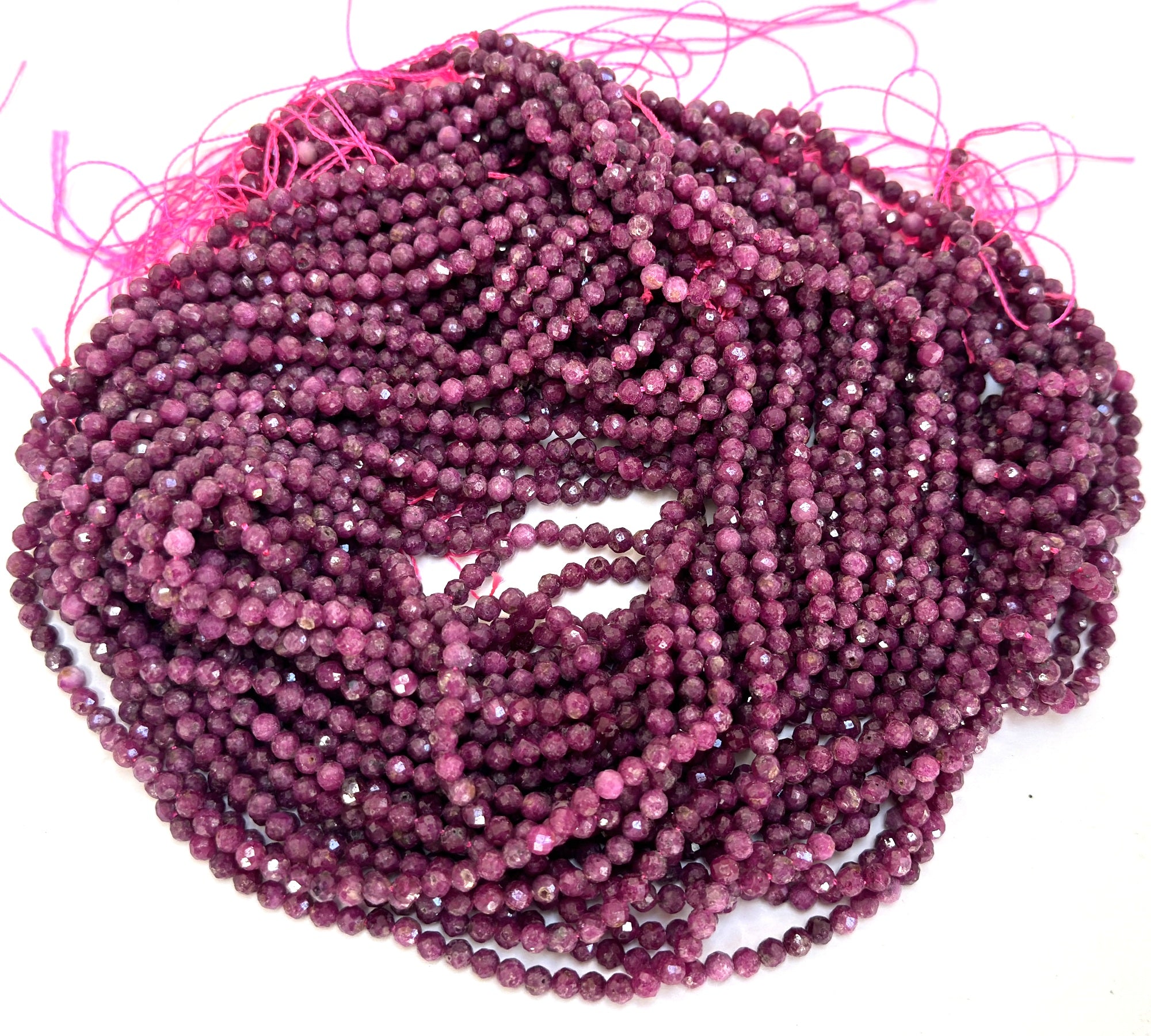Ruby 4mm faceted round natural gemstone beads 15.5" strand