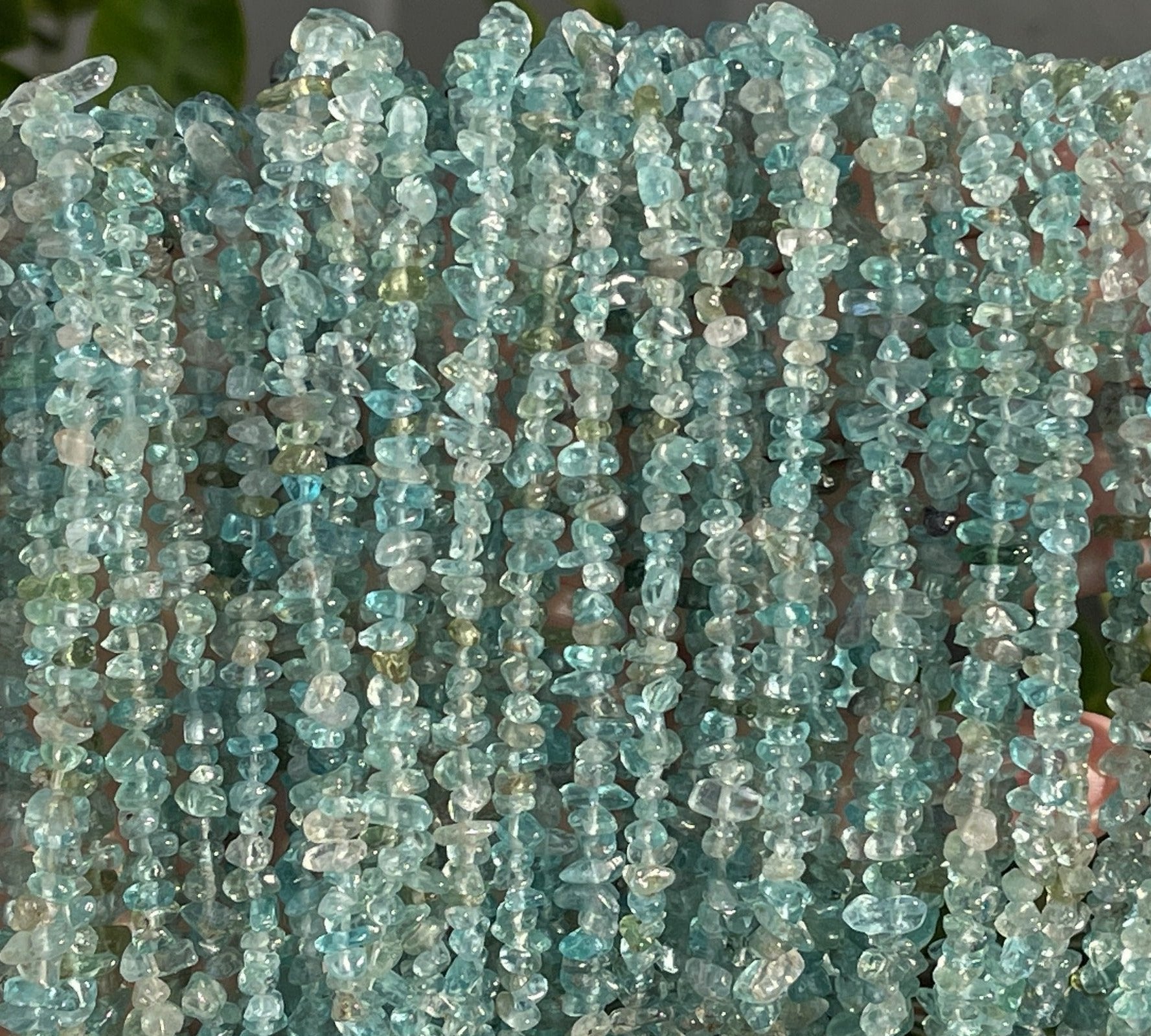 Light Blue Apatite 4-6mm tiny chip beads natural gemstone chips 32" strand