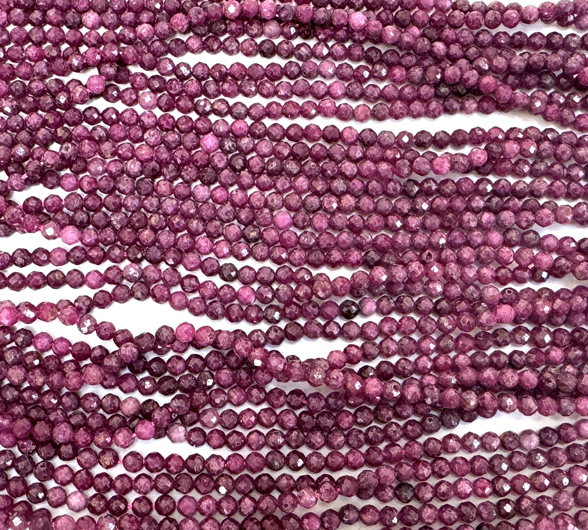 Ruby 4mm faceted round natural gemstone beads 15.5" strand