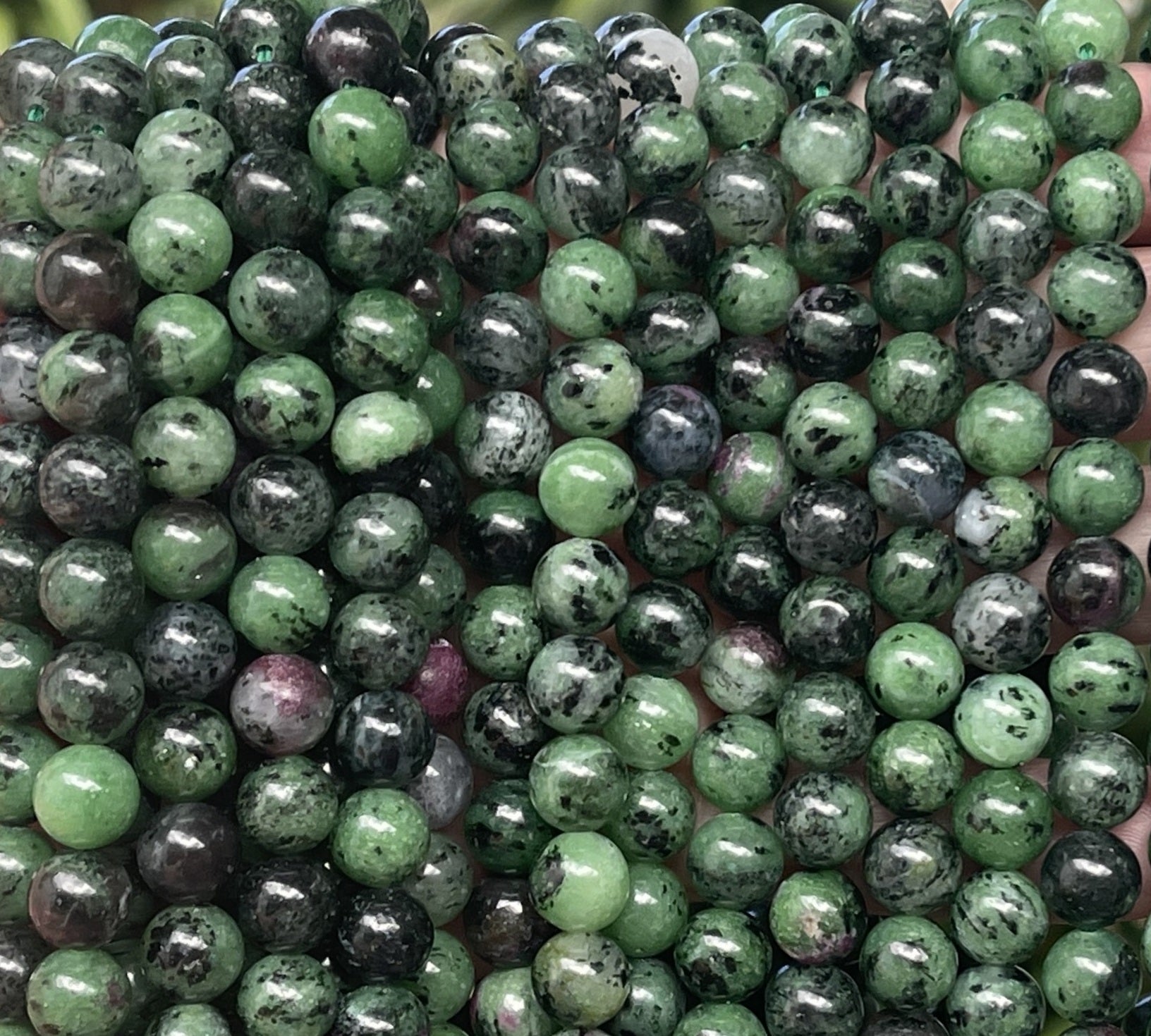 Ruby Zoisite 8mm round natural gemstone beads 15" strand - Oz Beads 