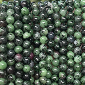 Ruby Zoisite 8mm round natural gemstone beads 15" strand - Oz Beads 