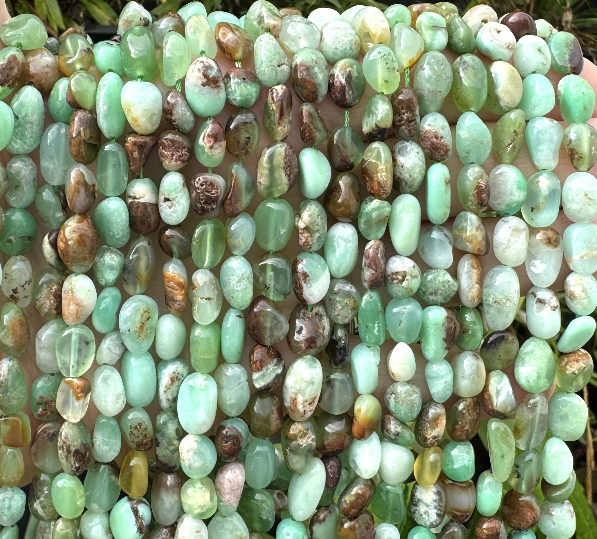 Australian Jade Chrysoprase 7-10mm nuggets natural gemstone beads 15.5" strand