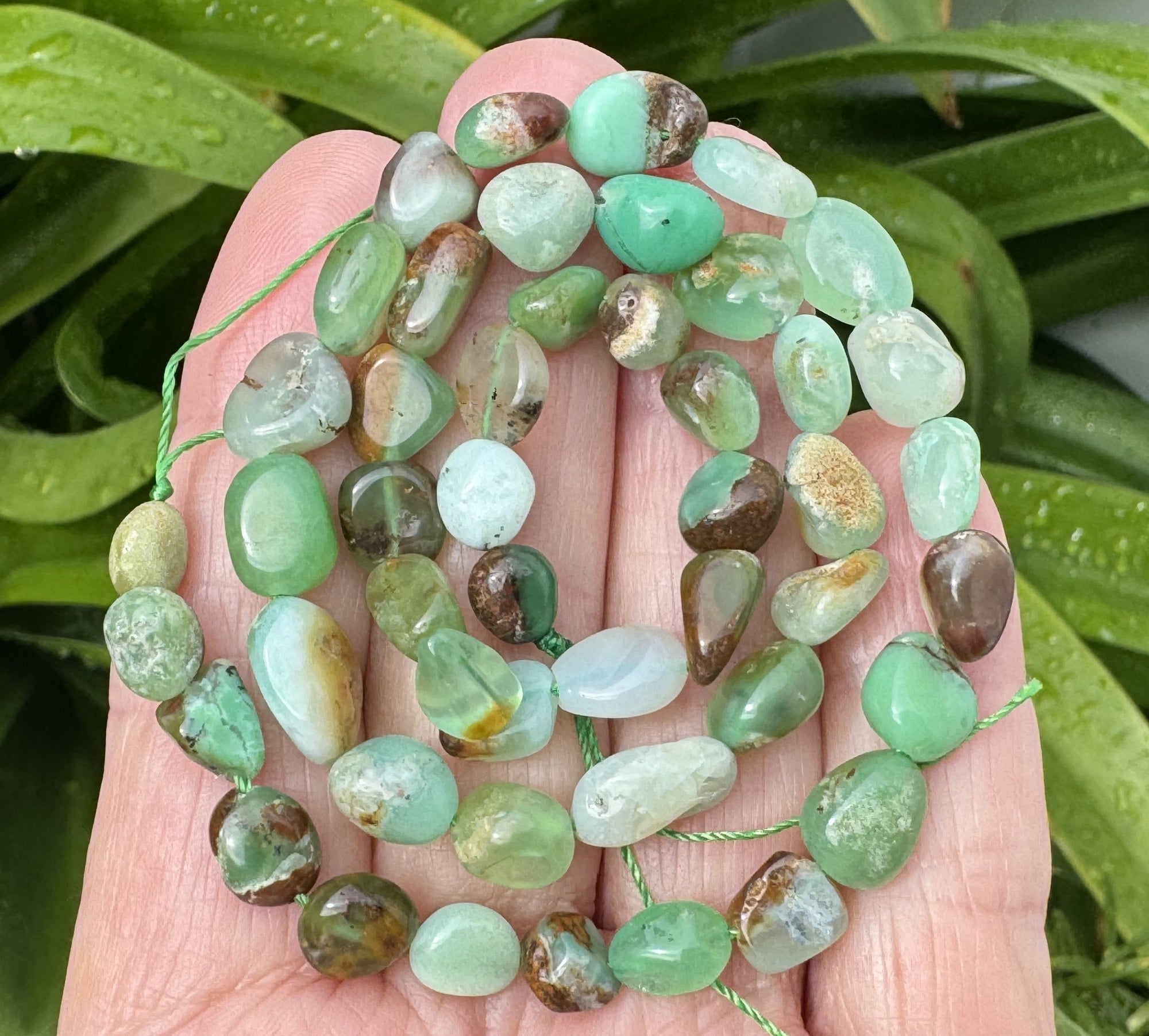 Australian Jade Chrysoprase 7-10mm nuggets natural gemstone beads 15.5" strand