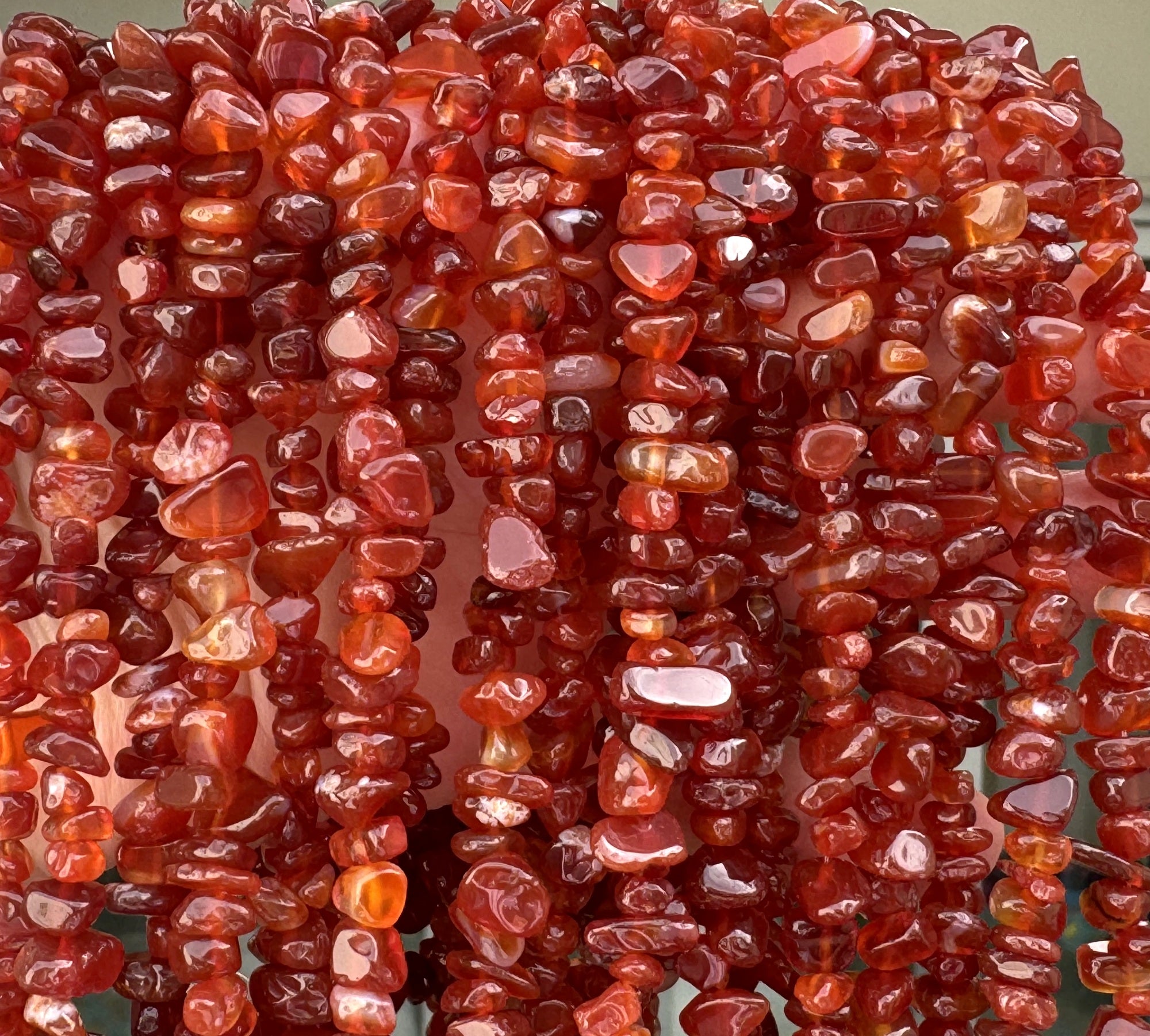 Red Carnelian 6-9mm chip beads natural gemstone chips 32" strand