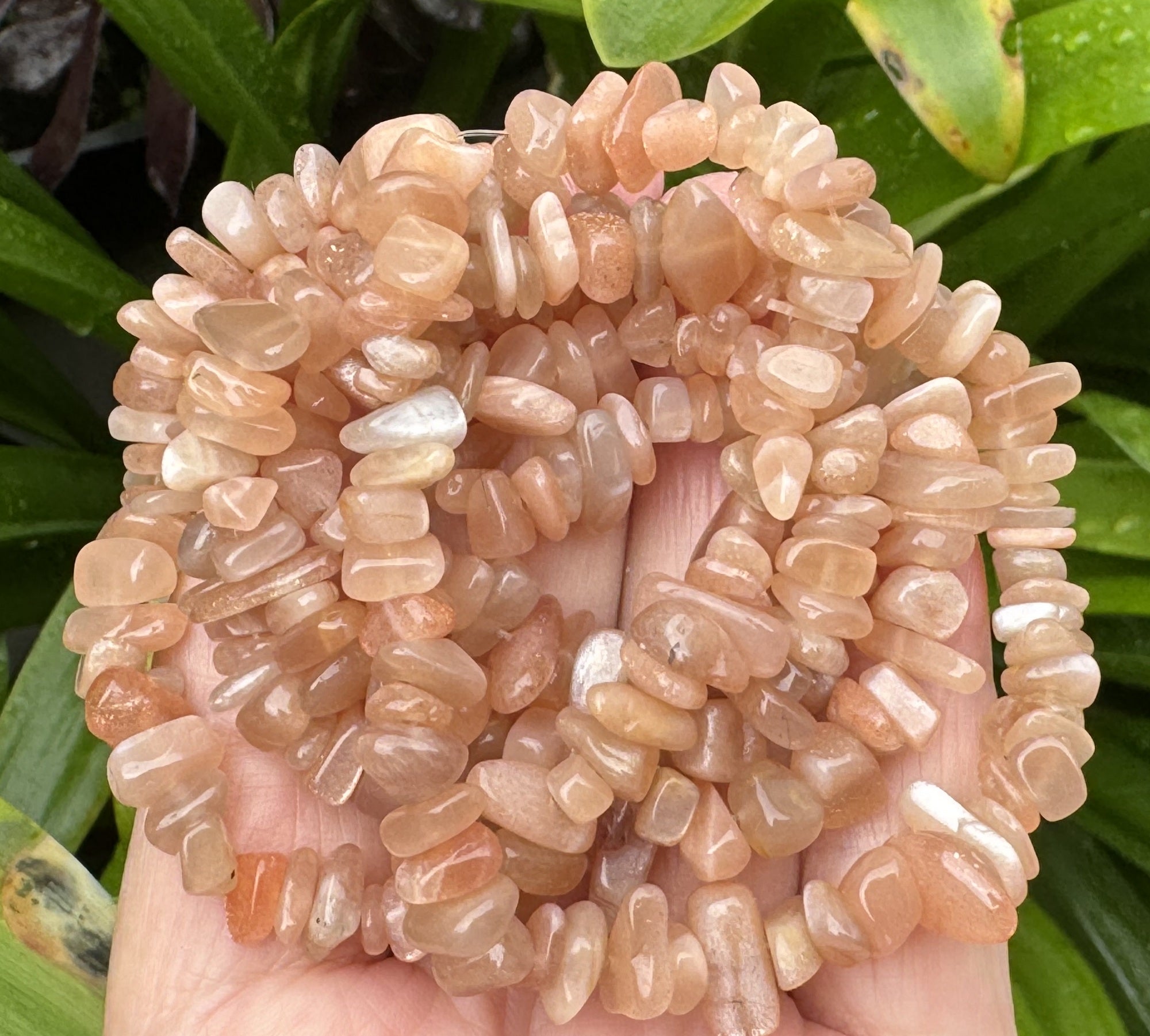 Orange Sunstone 7-10mm chip beads natural gemstone chips 32" strand