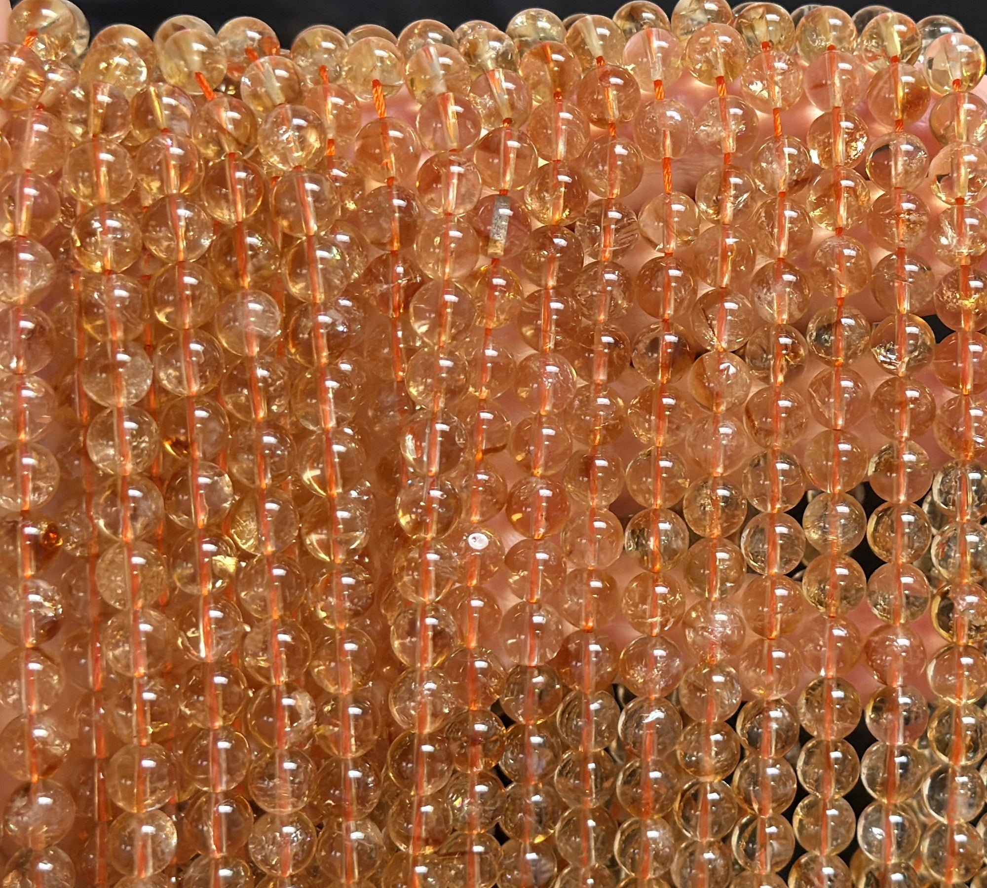 Citrine 8mm round natural gemstone beads 15" strand