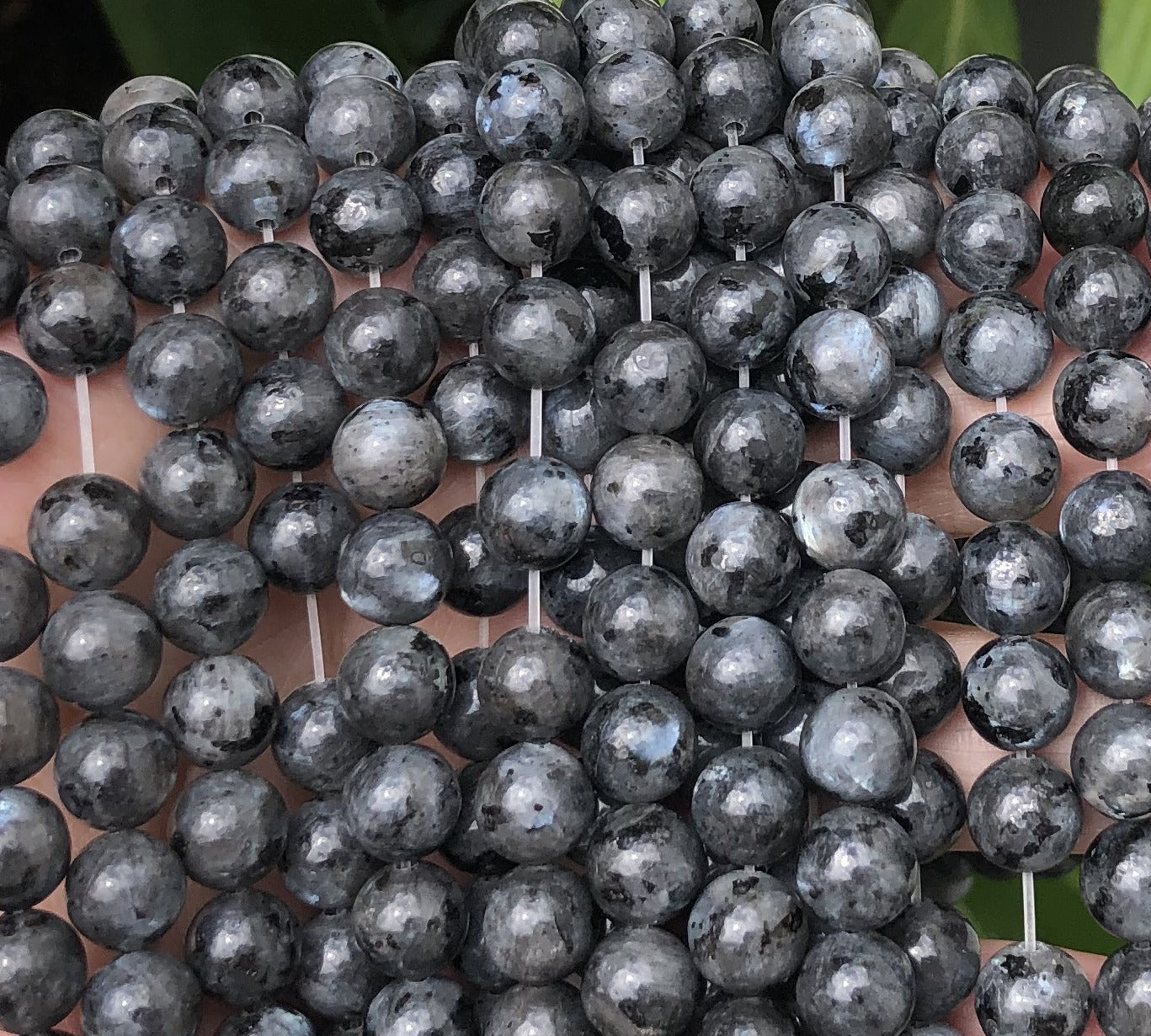 Black Labradorite Larvikite 8mm round natural gemstone beads 15.5" strand - Oz Beads 