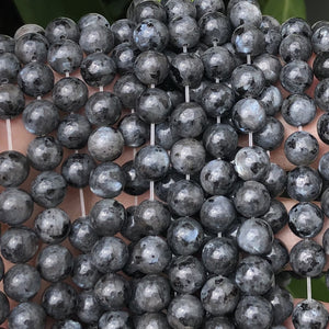 Black Labradorite Larvikite 8mm round natural gemstone beads 15.5" strand - Oz Beads 
