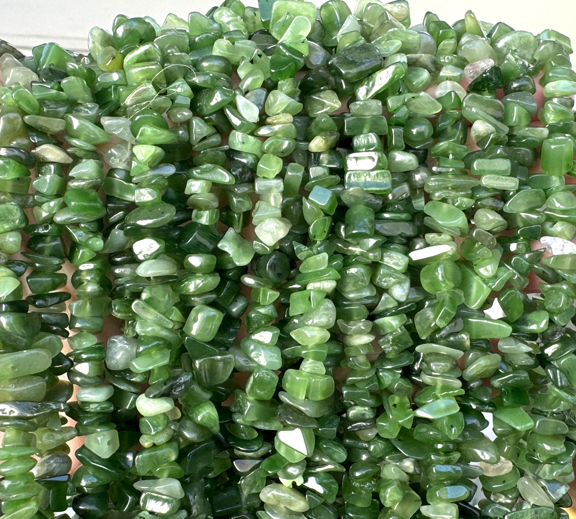 Canadian Jade 6-10mm chip beads natural gemstone chips 32" strand