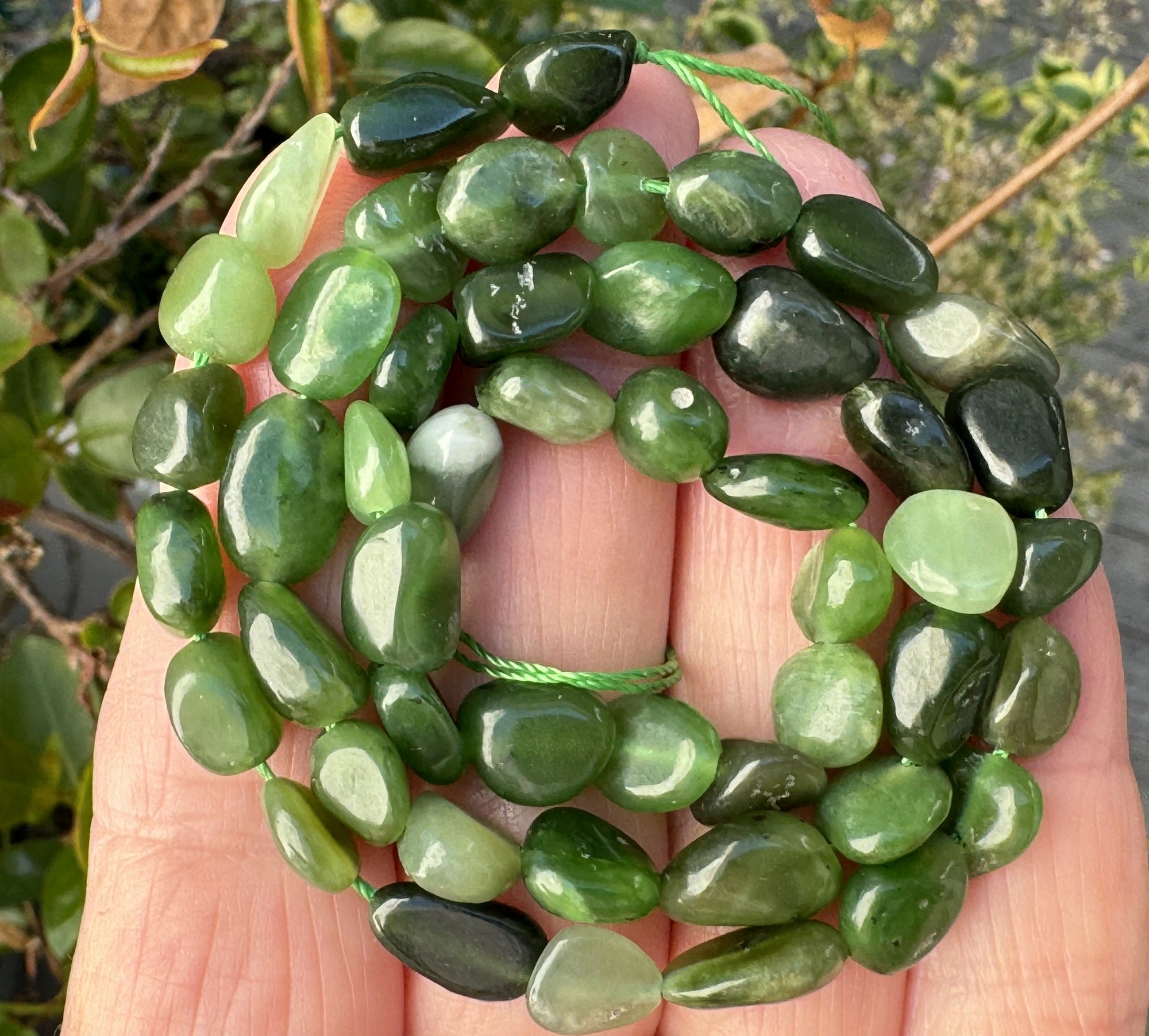 Canadian Jade 7-10mm nuggets natural gemstone beads 16" strand