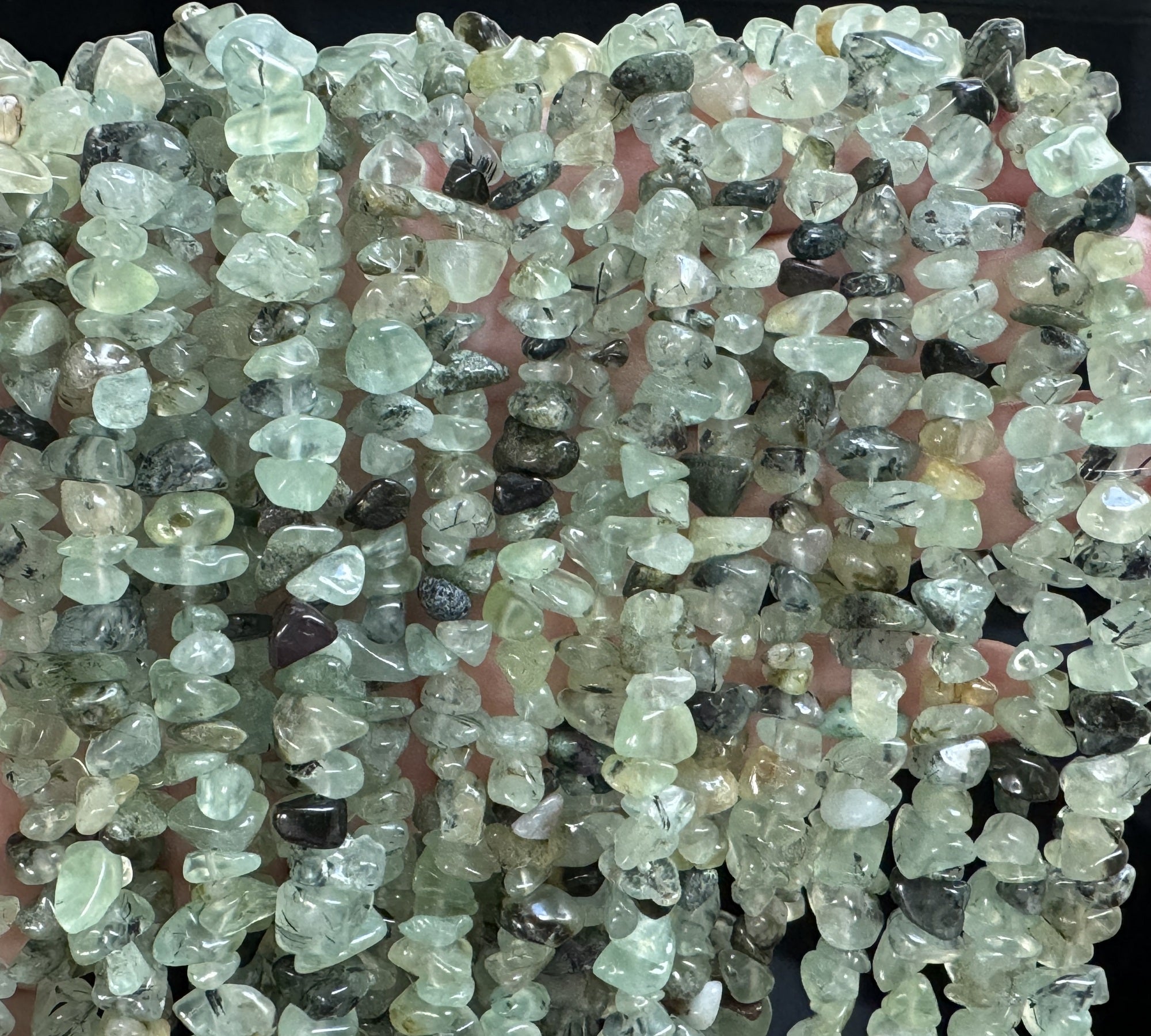 Prehnite 6-9mm chip beads natural gemstone chips 32" strand