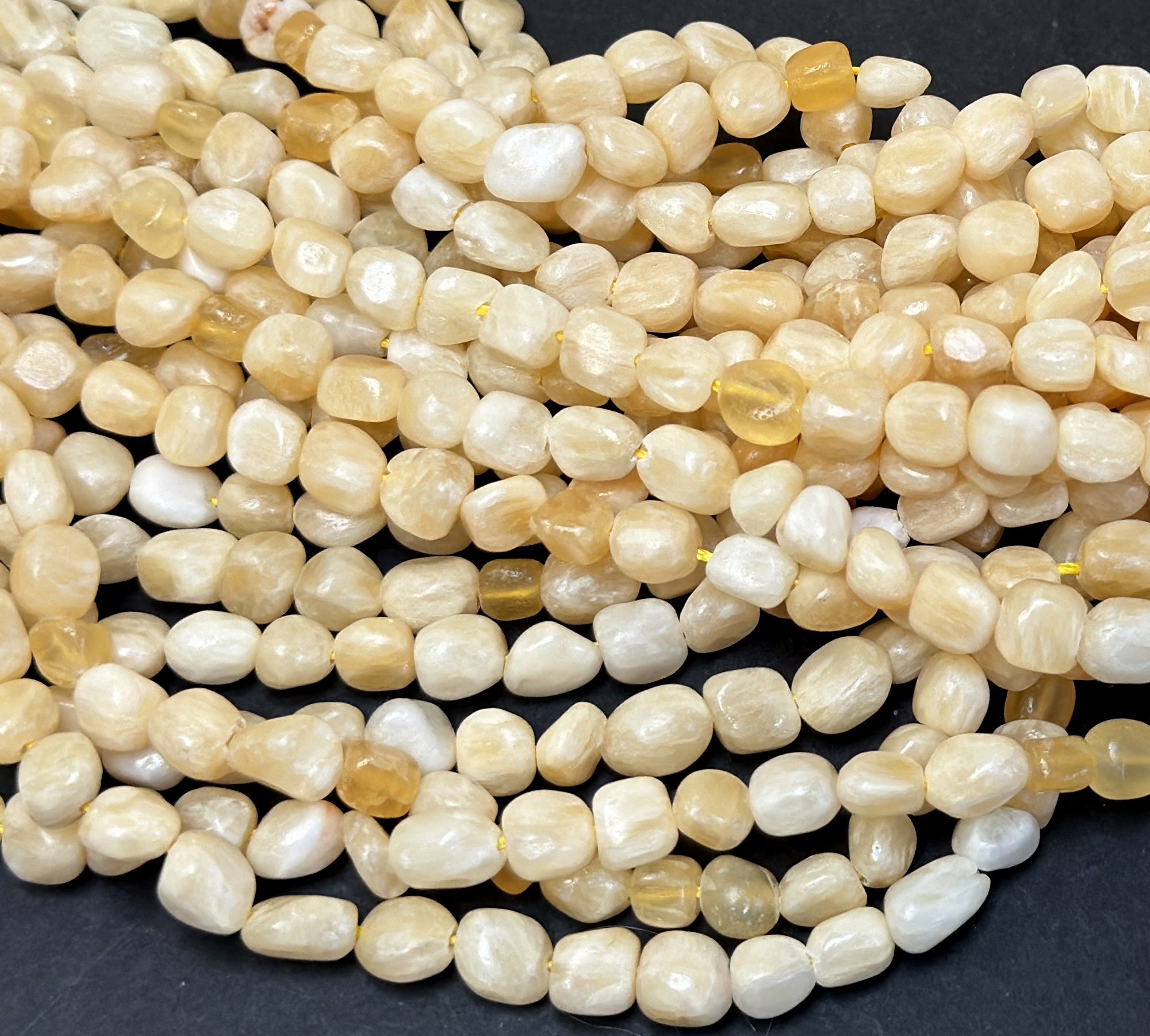 Yellow Calcite 6-8mm nuggets natural gemstone beads 15" strand