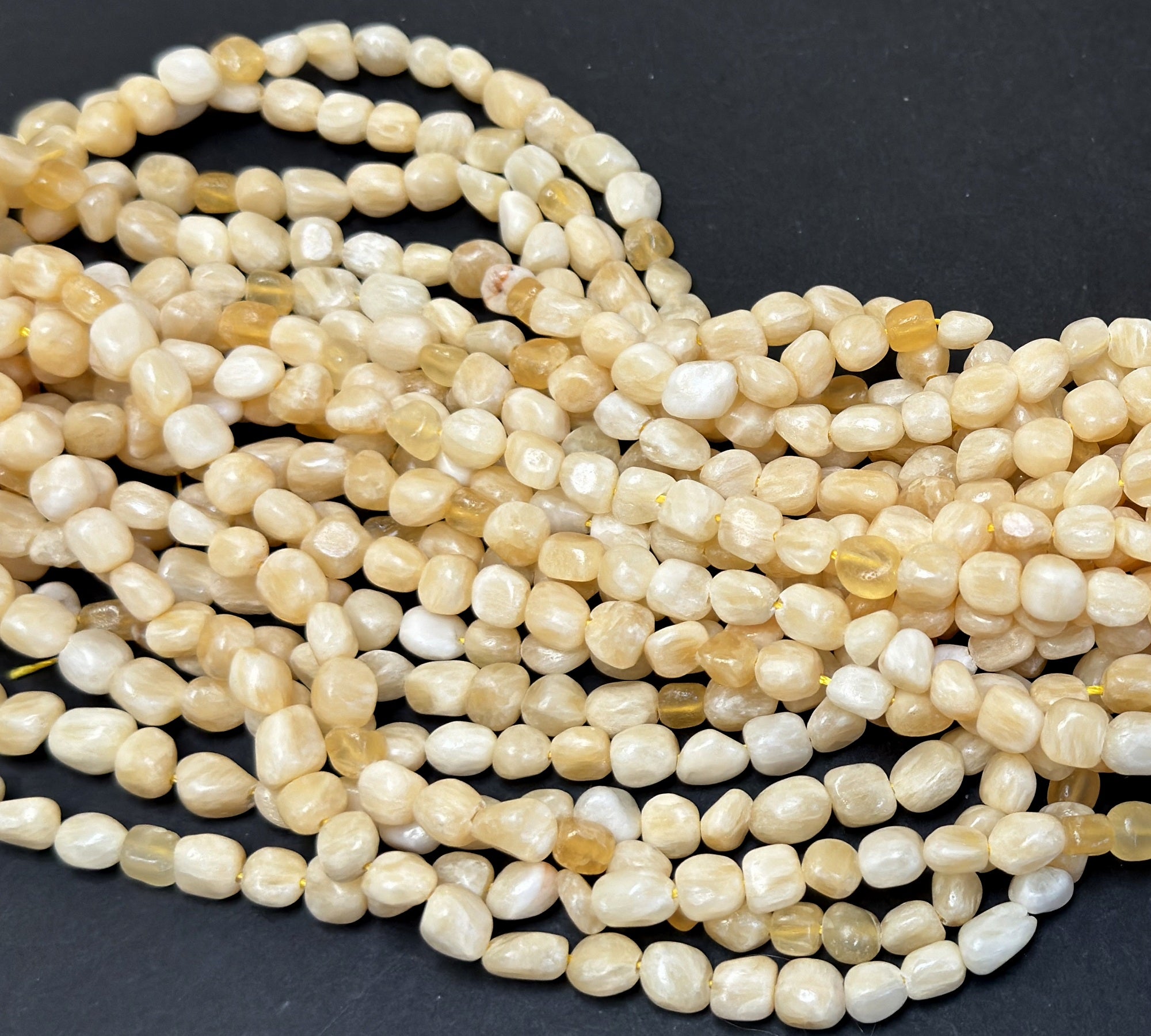 Yellow Calcite 6-8mm nuggets natural gemstone beads 15" strand