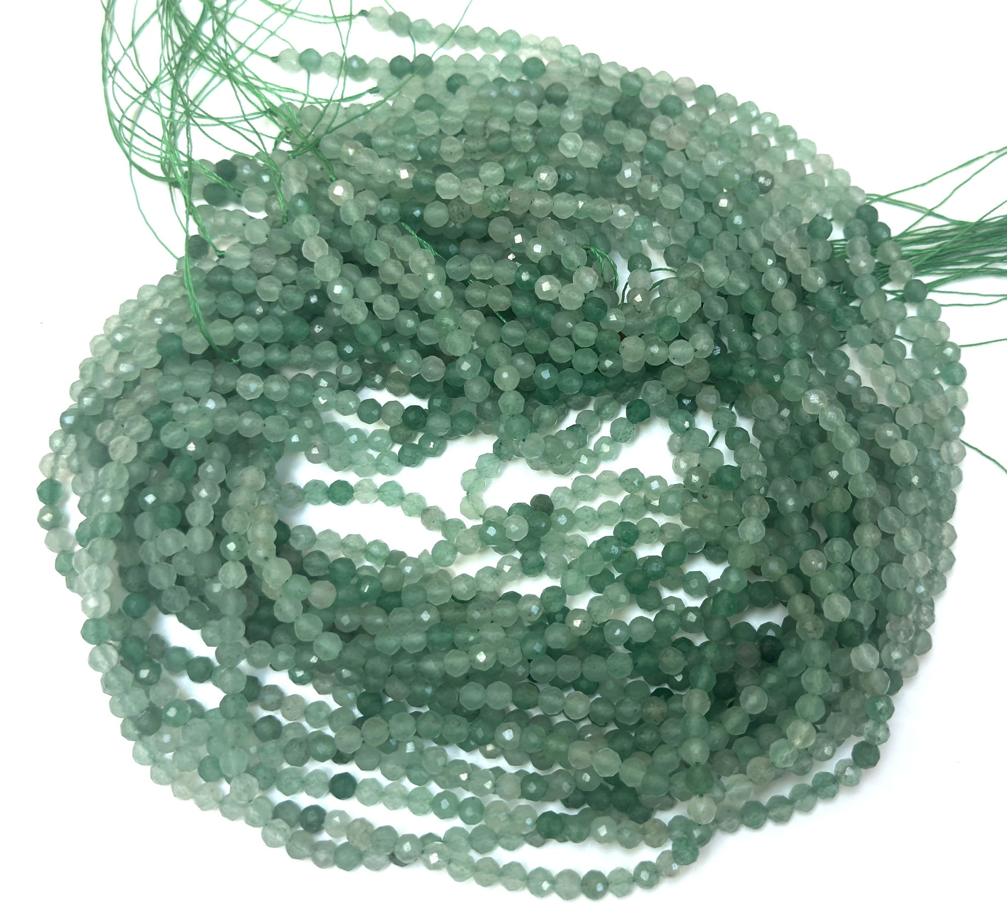 Green Aventurine 3mm 4mm faceted round natural gemstone beads 15.5" strand