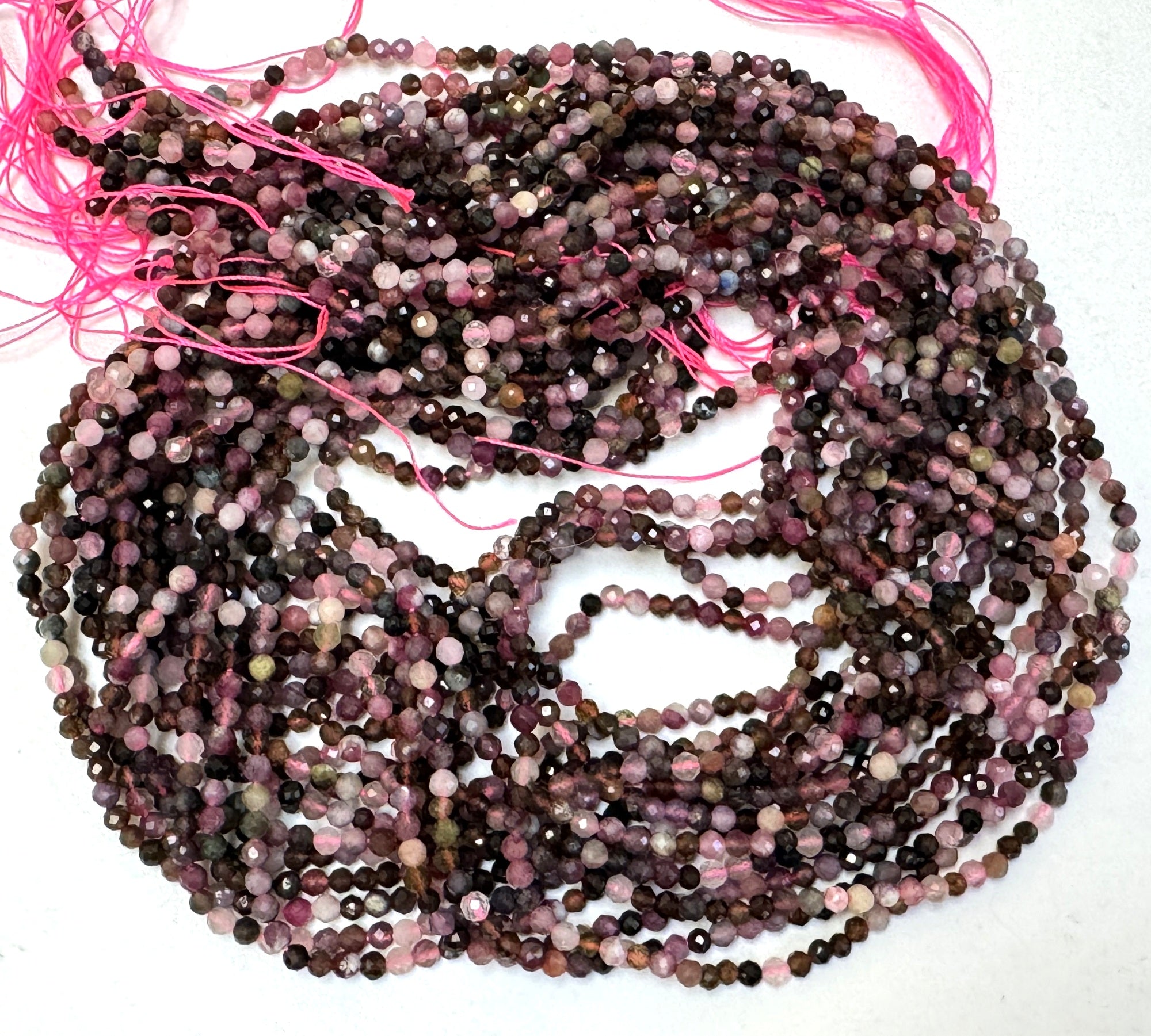 Multi-colour Tourmaline 3mm 4mm faceted round natural gemstone beads 15.5" strand