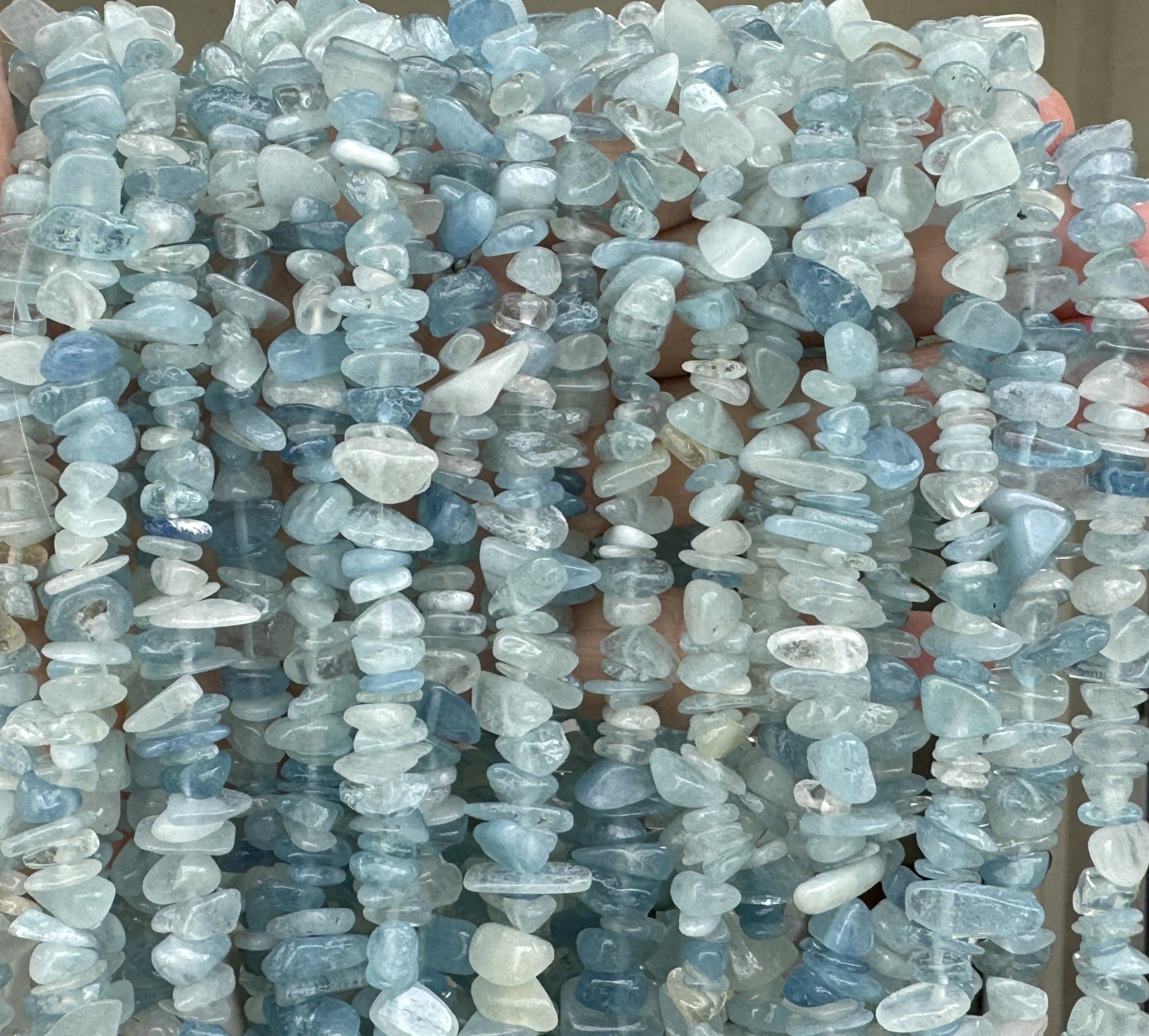 Aquamarine 7-10mm chip beads natural gemstone chips 32" strand