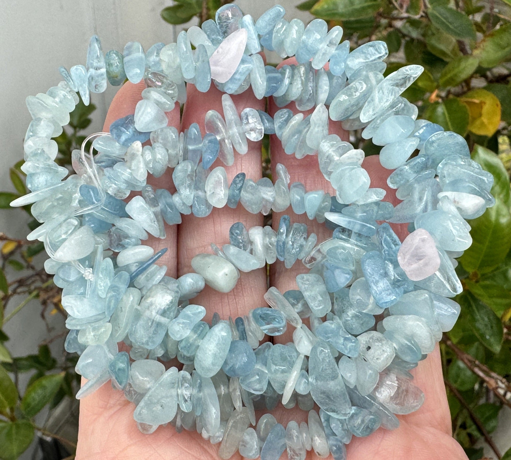 Aquamarine 7-10mm chip beads natural gemstone chips 32" strand