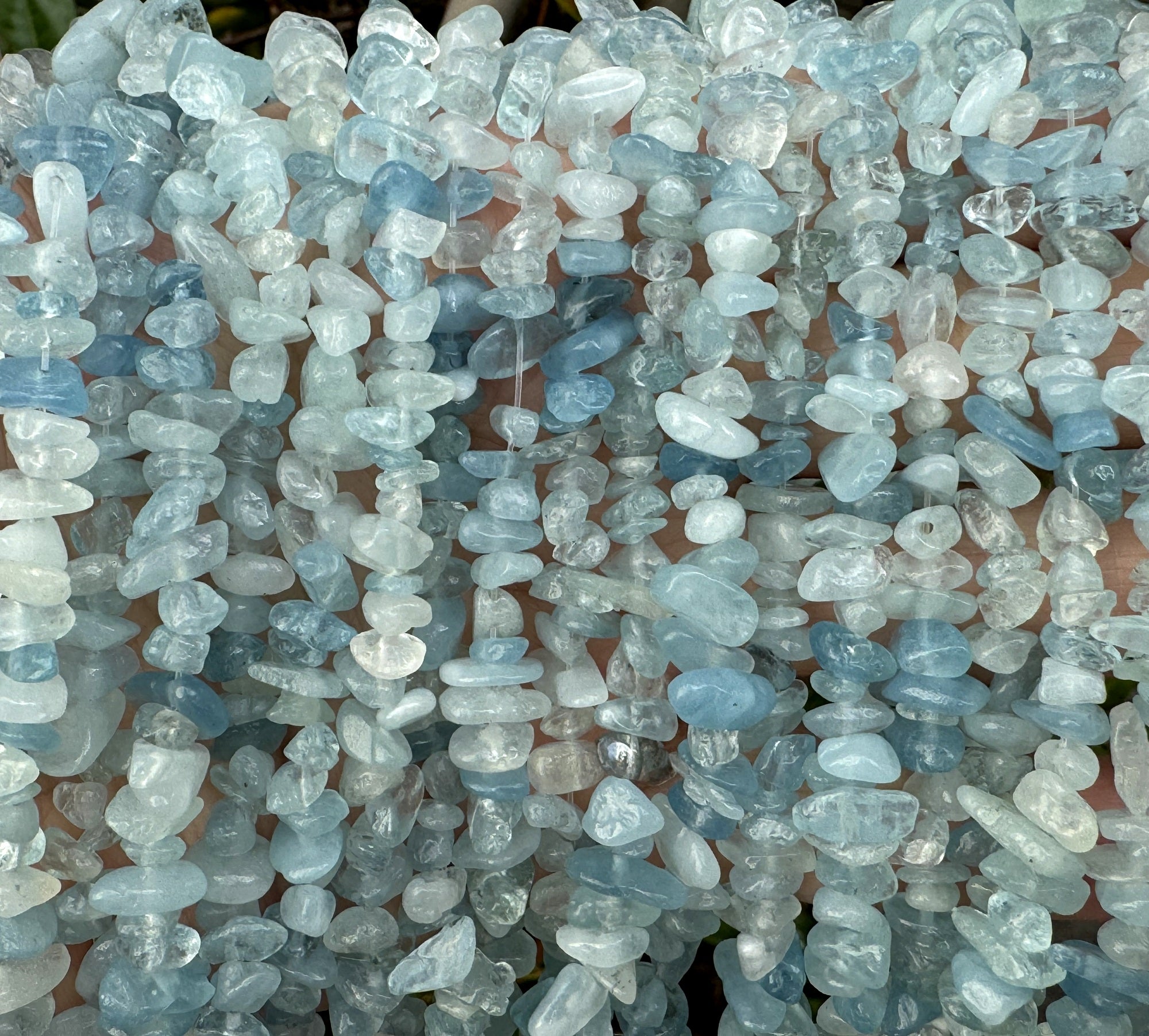 Aquamarine 6-8mm chip beads natural gemstone chips 30" strand