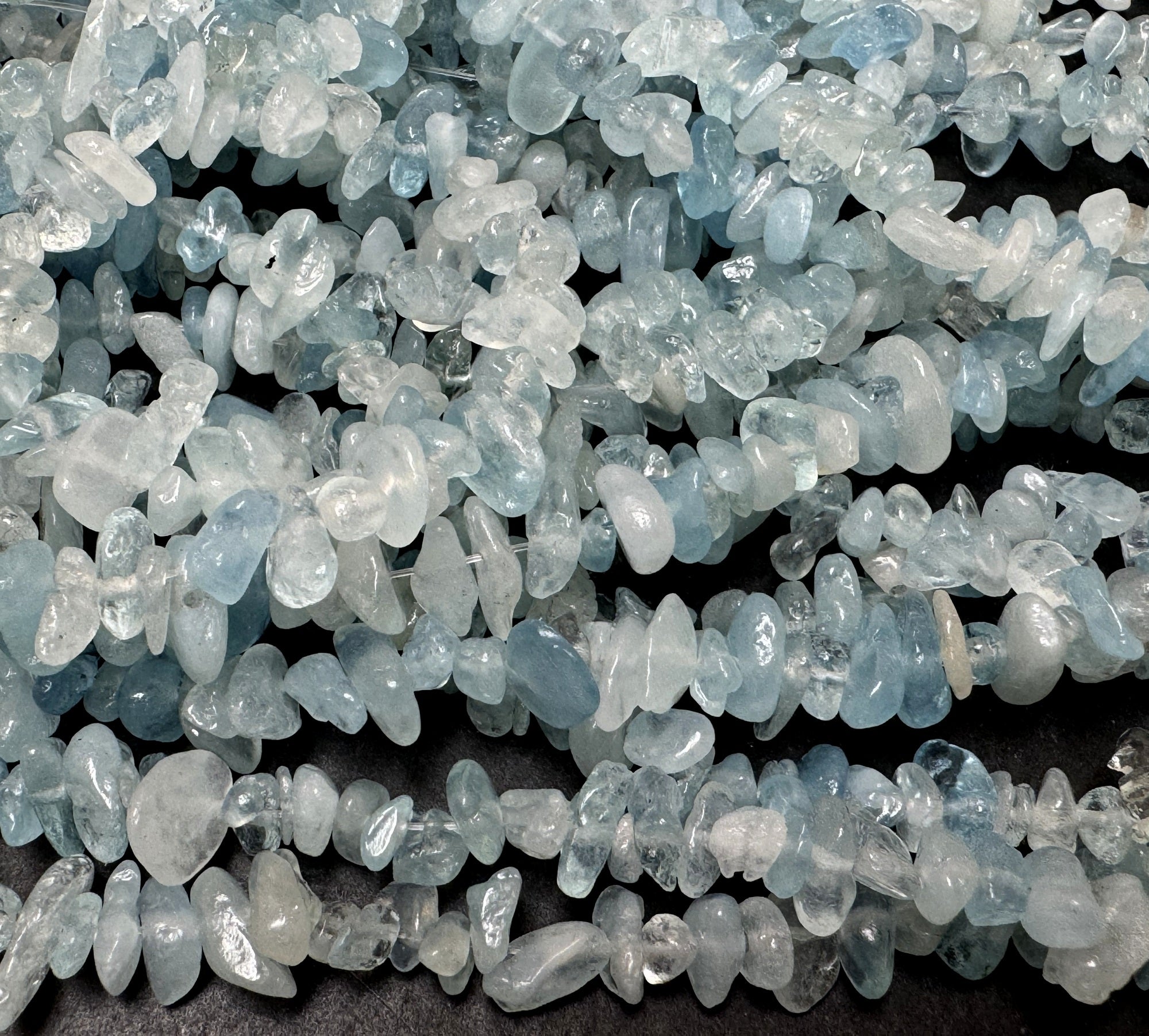 Aquamarine 6-8mm chip beads natural gemstone chips 30" strand