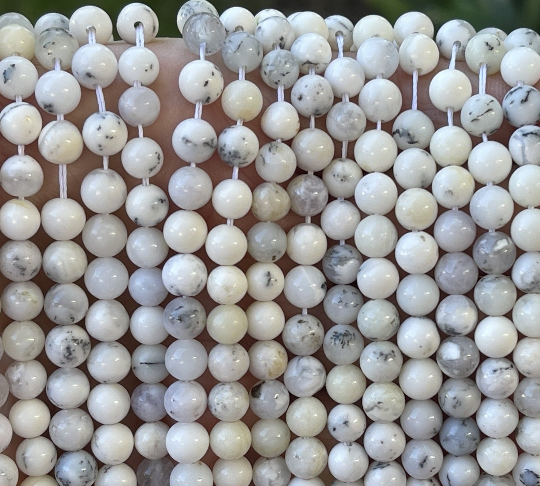 White Opal 6mm round natural gemstone beads 15.5" strand