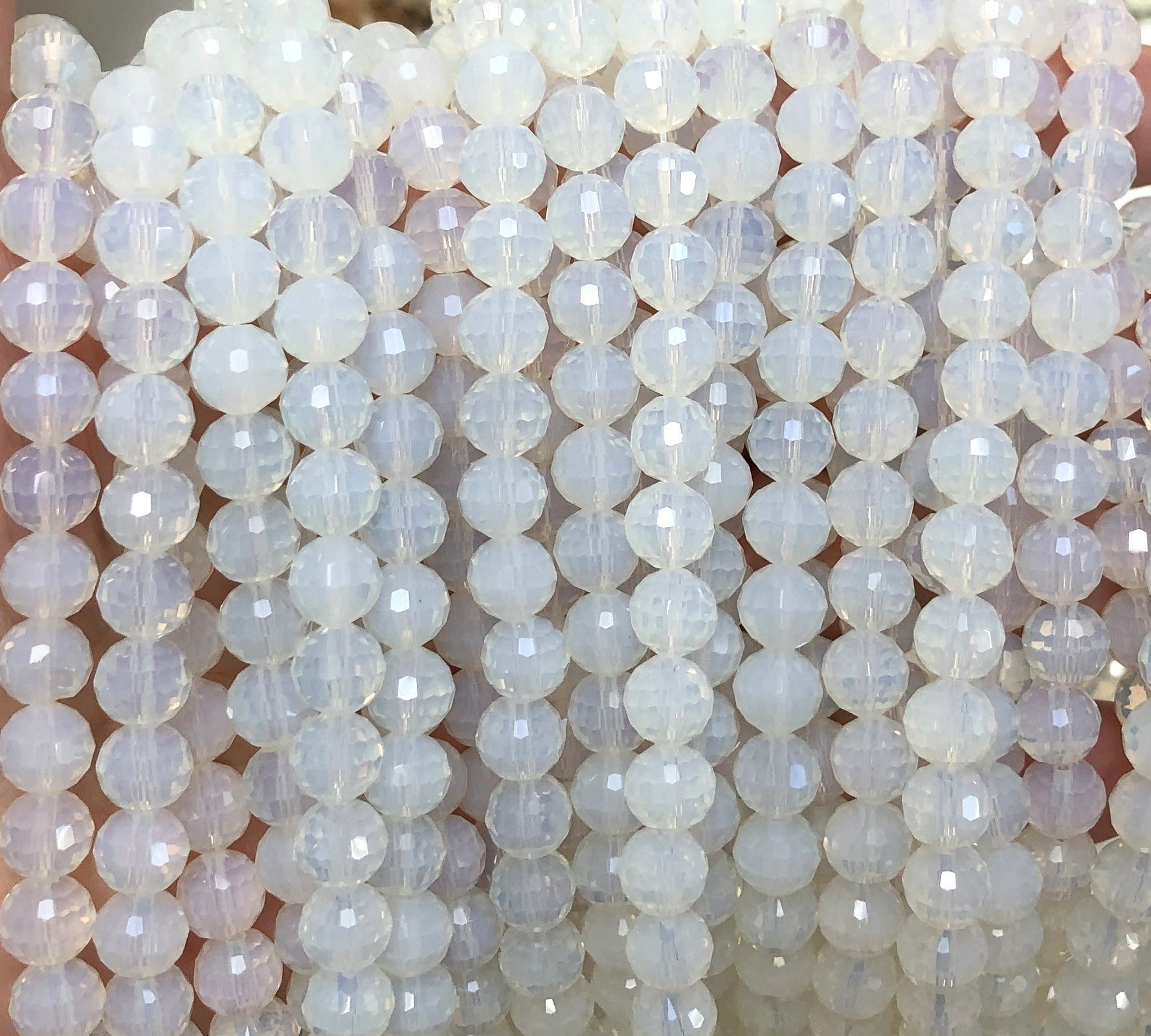 Opalite faceted 8mm round beads 15" strand