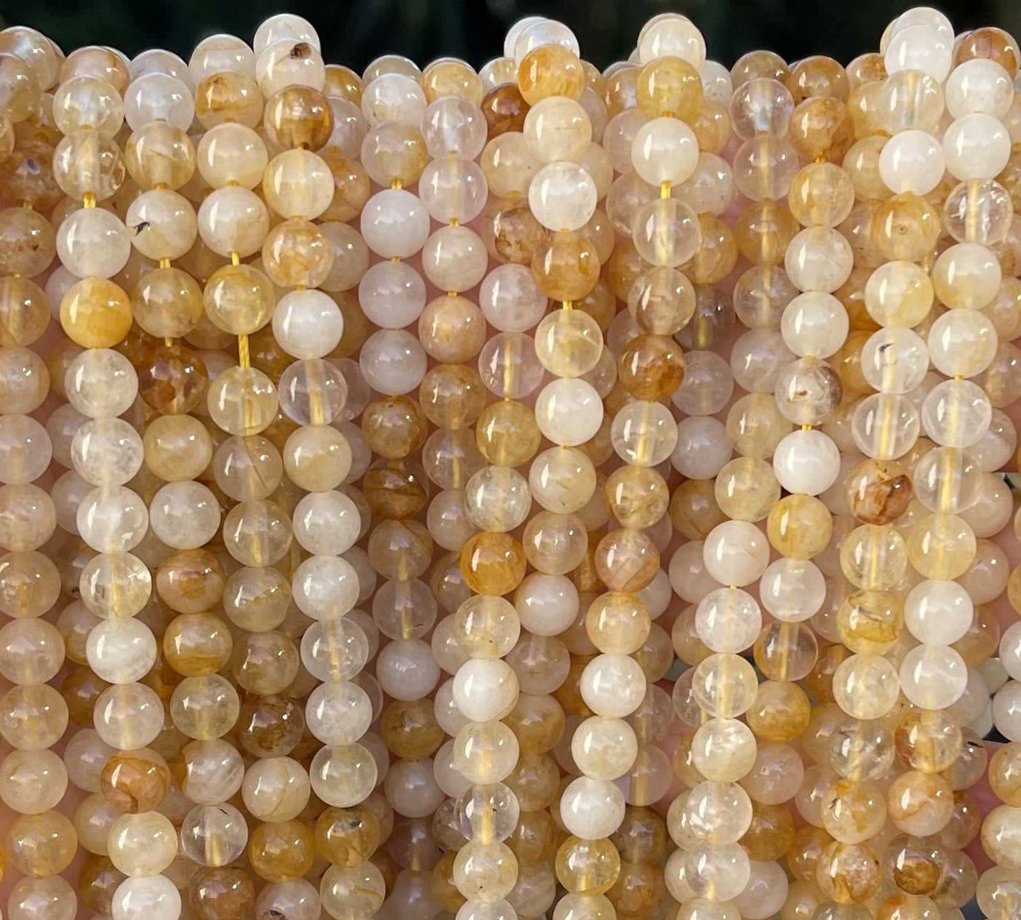 Golden Healer Quartz 6mm round natural gemstone beads 15.5" strand