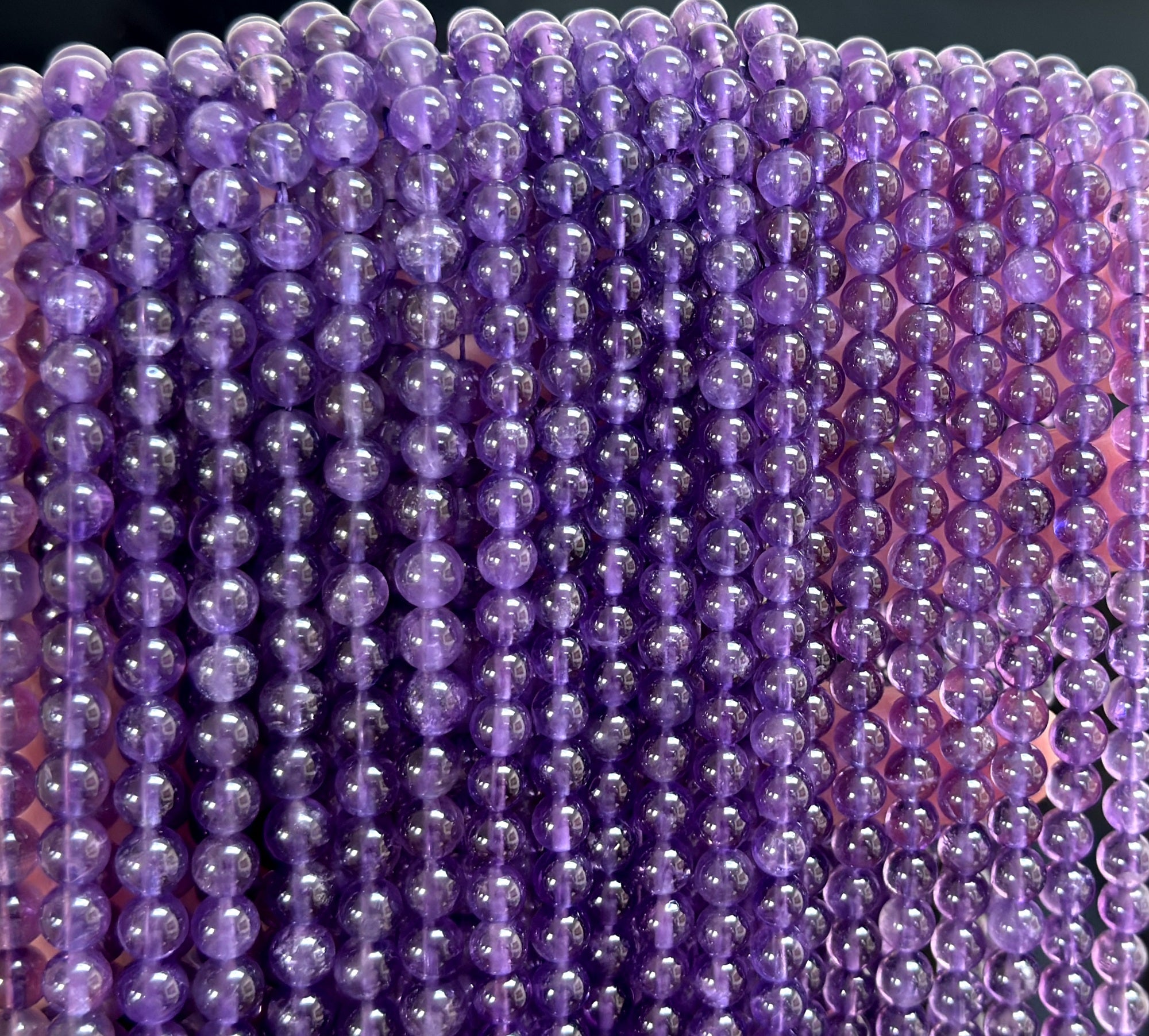 Amethyst 6mm round natural gemstone beads 15.5" strand