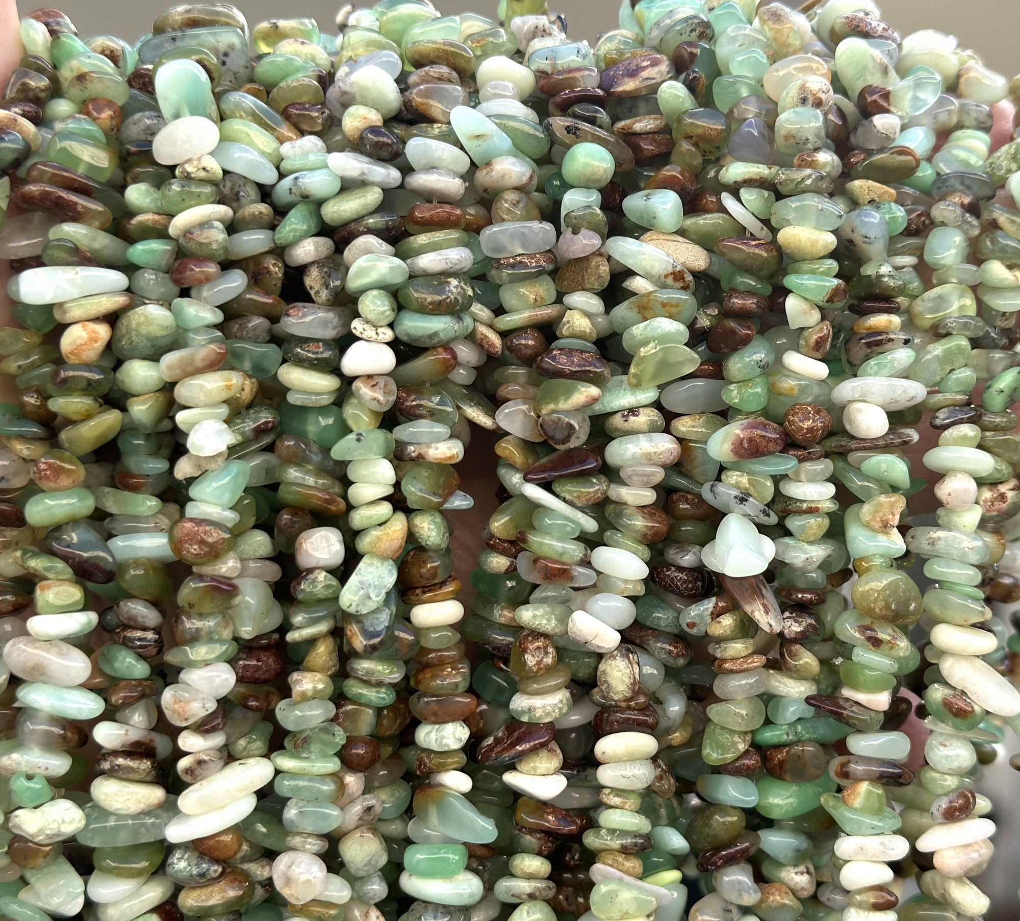Australian Jade Chrysoprase 6-10mm chip beads natural gemstone chips 32" strand