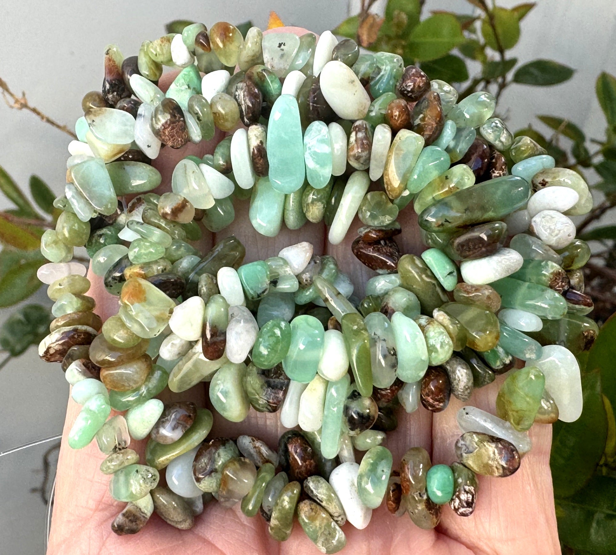 Australian Jade Chrysoprase 6-10mm chip beads natural gemstone chips 32" strand