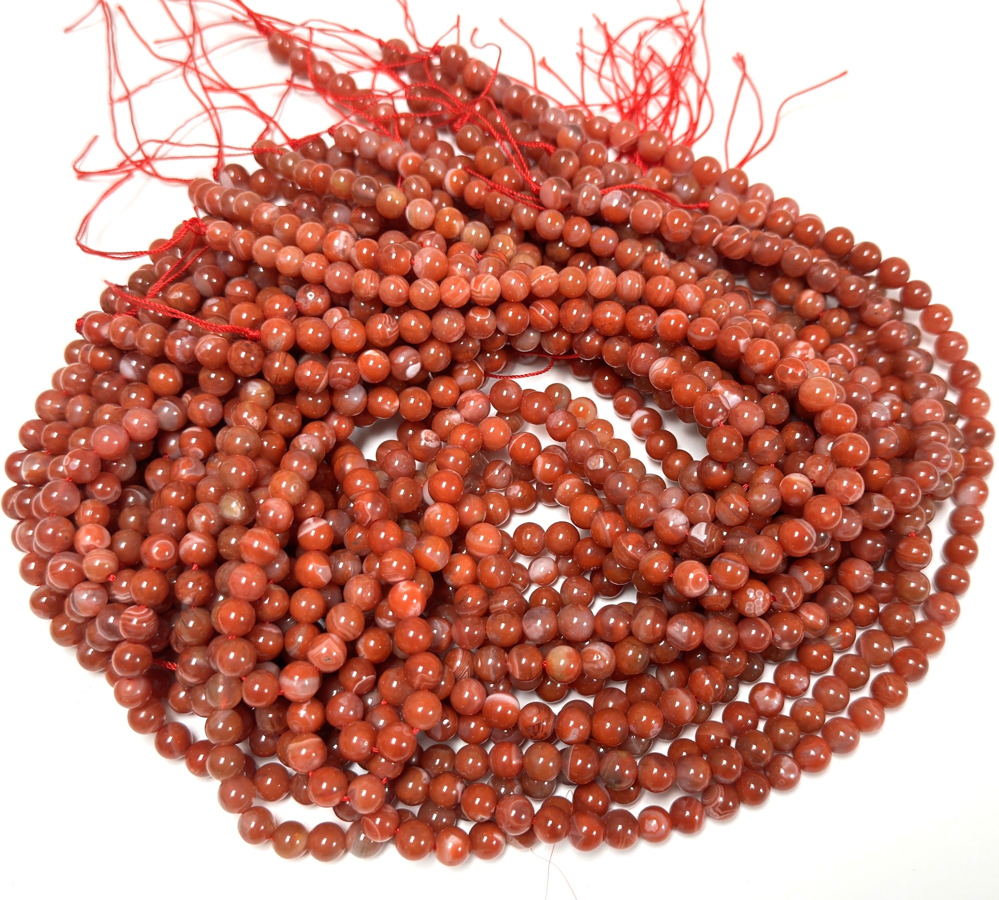 Southern Red Nanhong Agate 6mm round natural gemstone beads 15.5" strand