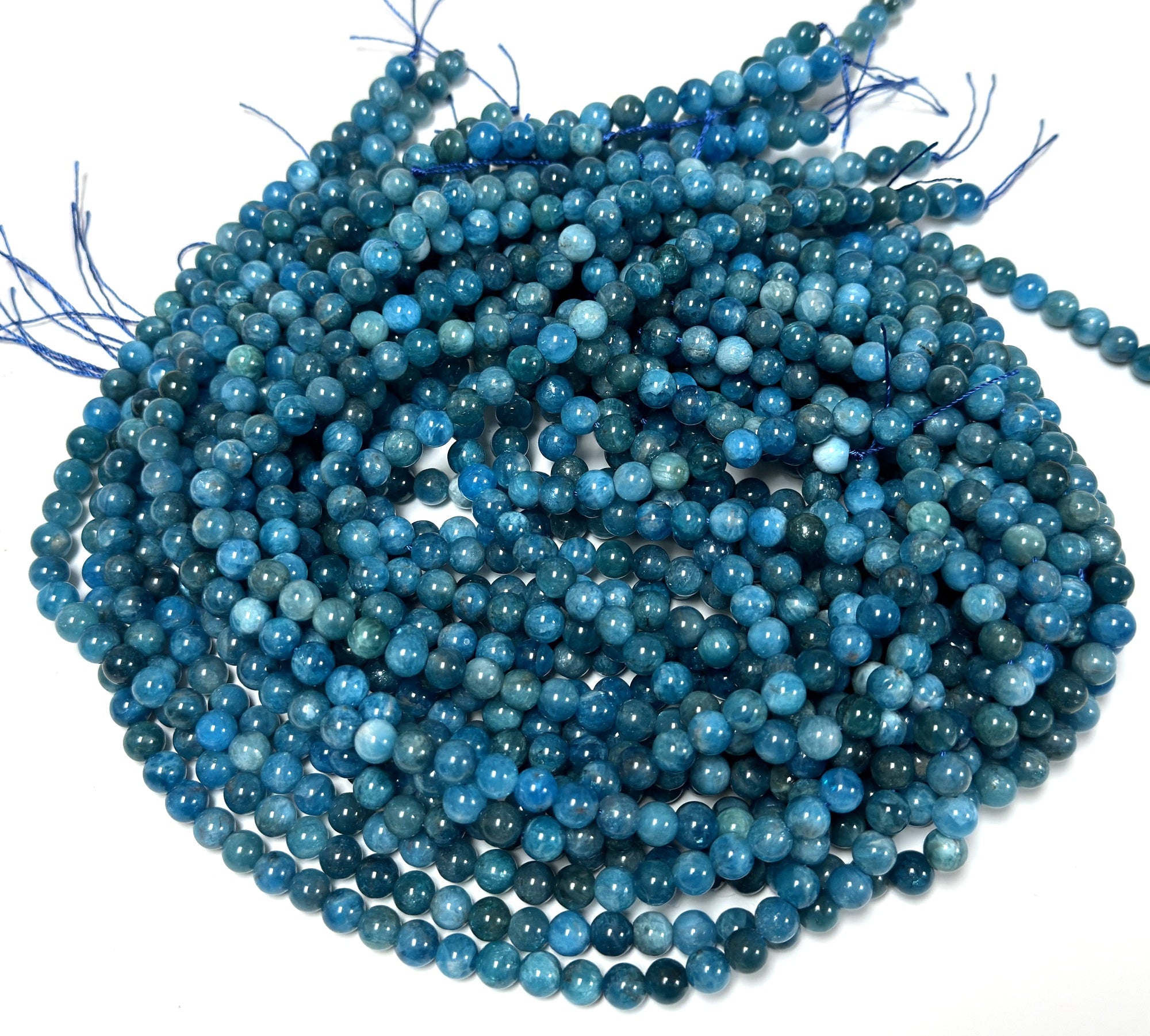Apatite 6mm round natural gemstone beads 15" strand