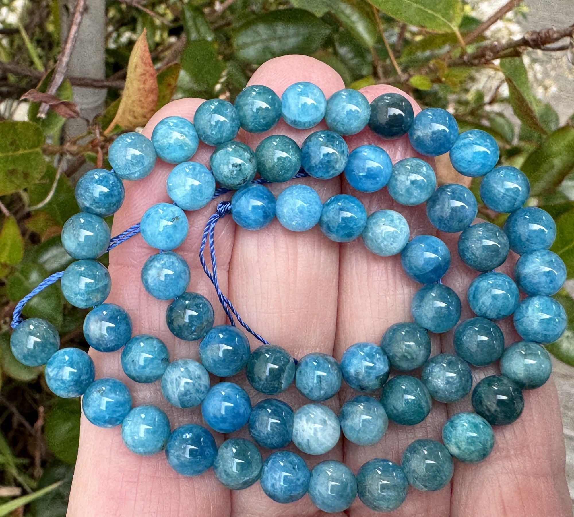 Apatite 6mm round natural gemstone beads 15" strand