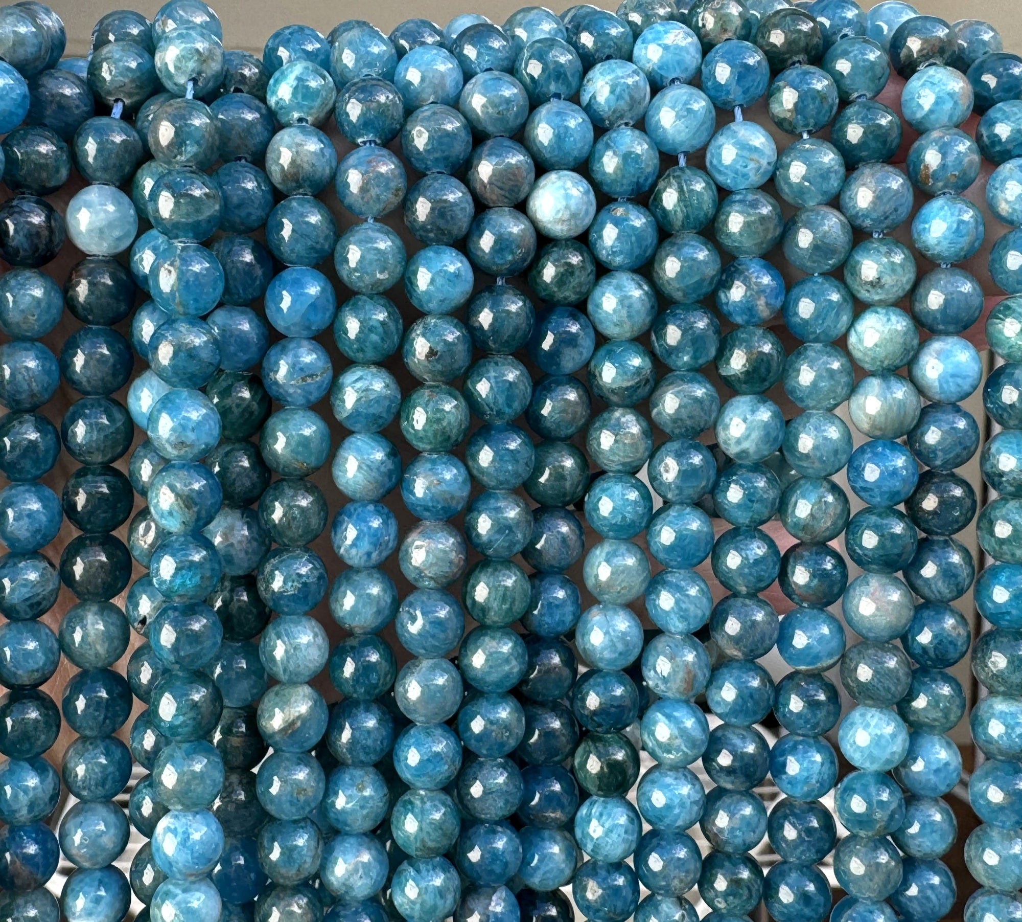 Apatite 8mm round natural gemstone beads 15" strand