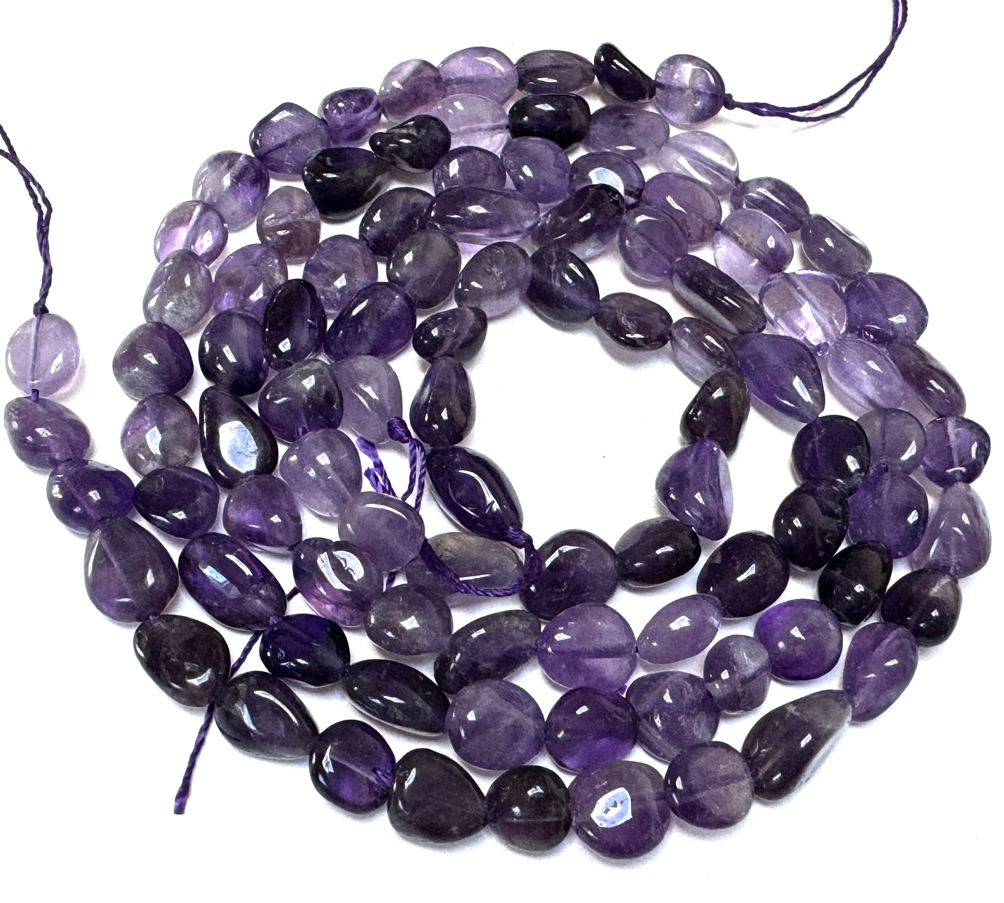 Amethyst 8-11mm nuggets natural gemstone pebble beads 16" strand