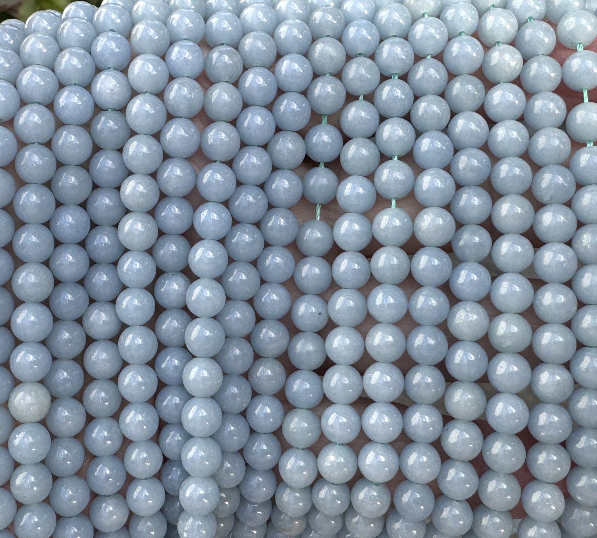 Blue Angelite 6mm round natural gemstone beads 15.5" strand