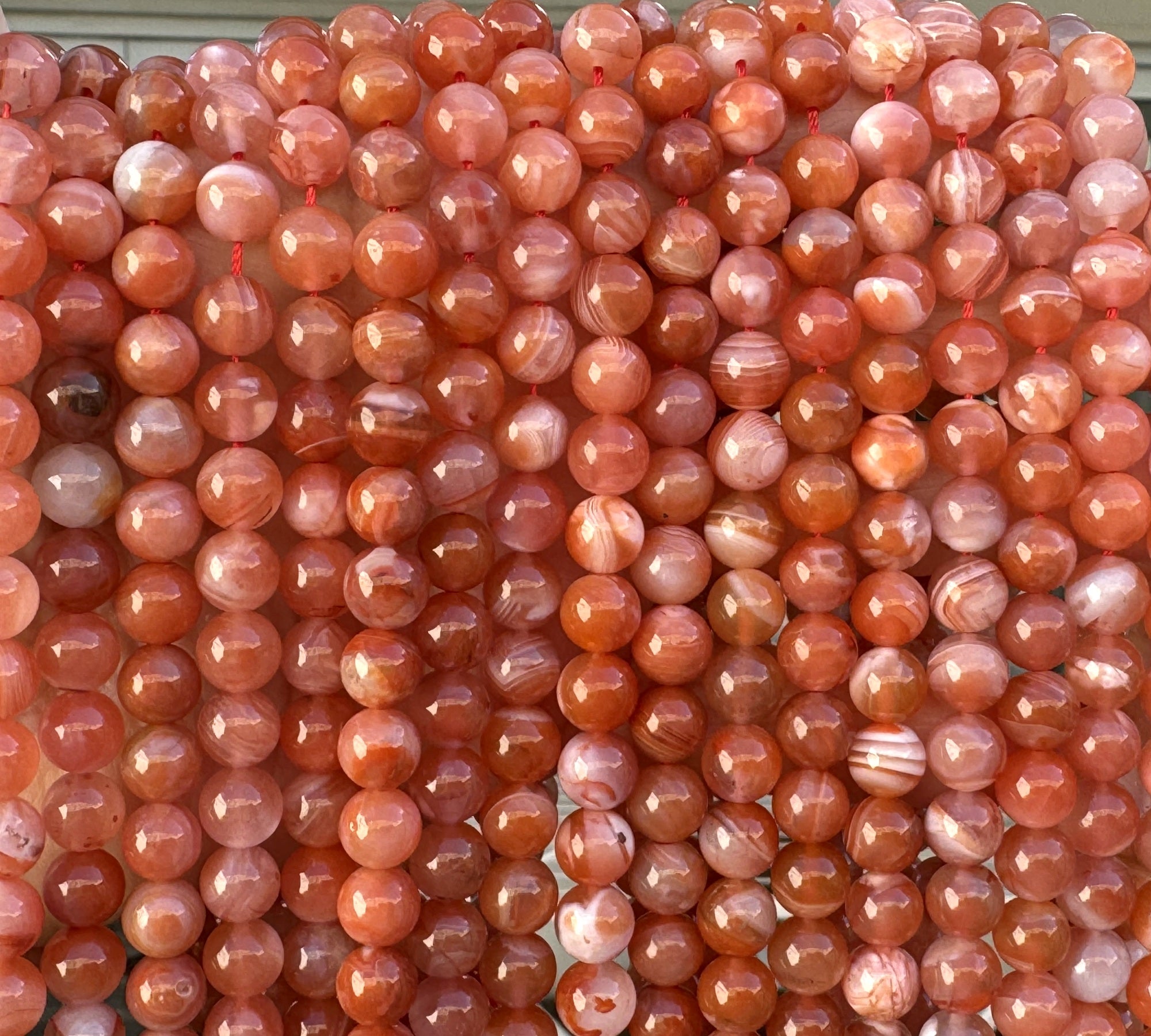 Southern Red Nanhong Agate 8mm round natural gemstone beads 15" strand