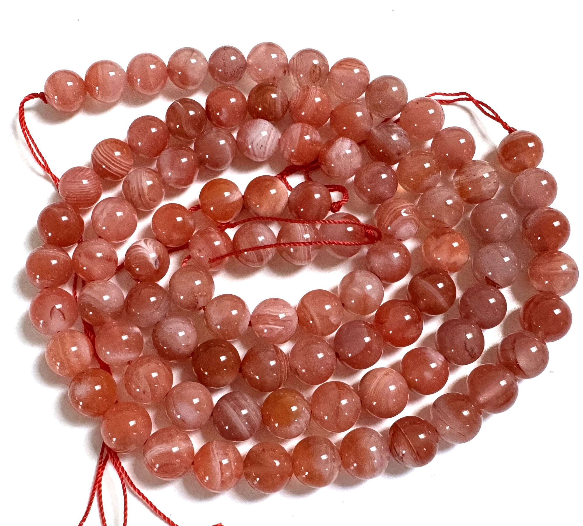 Southern Red Nanhong Agate 8mm round natural gemstone beads 15" strand