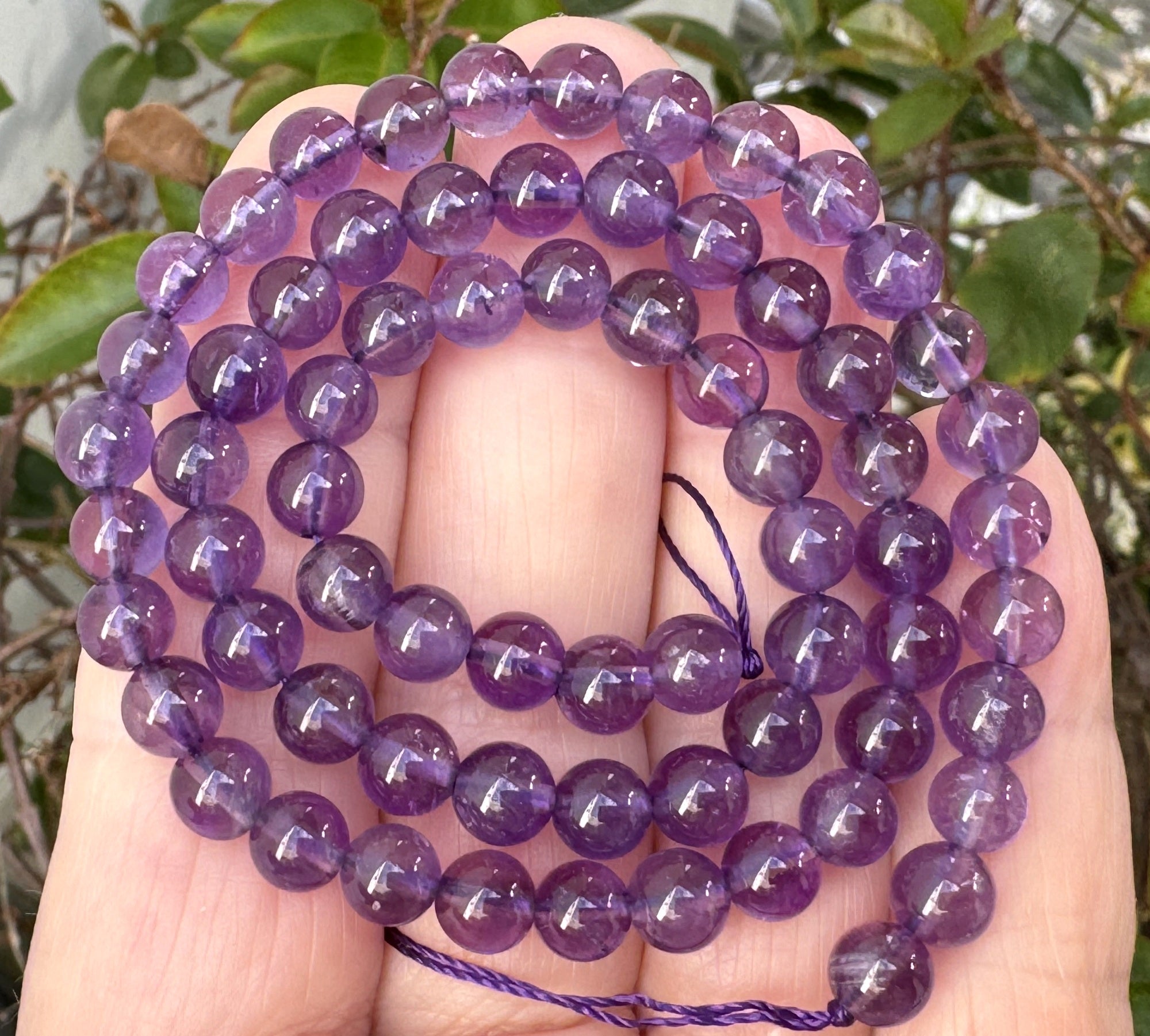 Amethyst 6mm round natural gemstone beads 15" strand