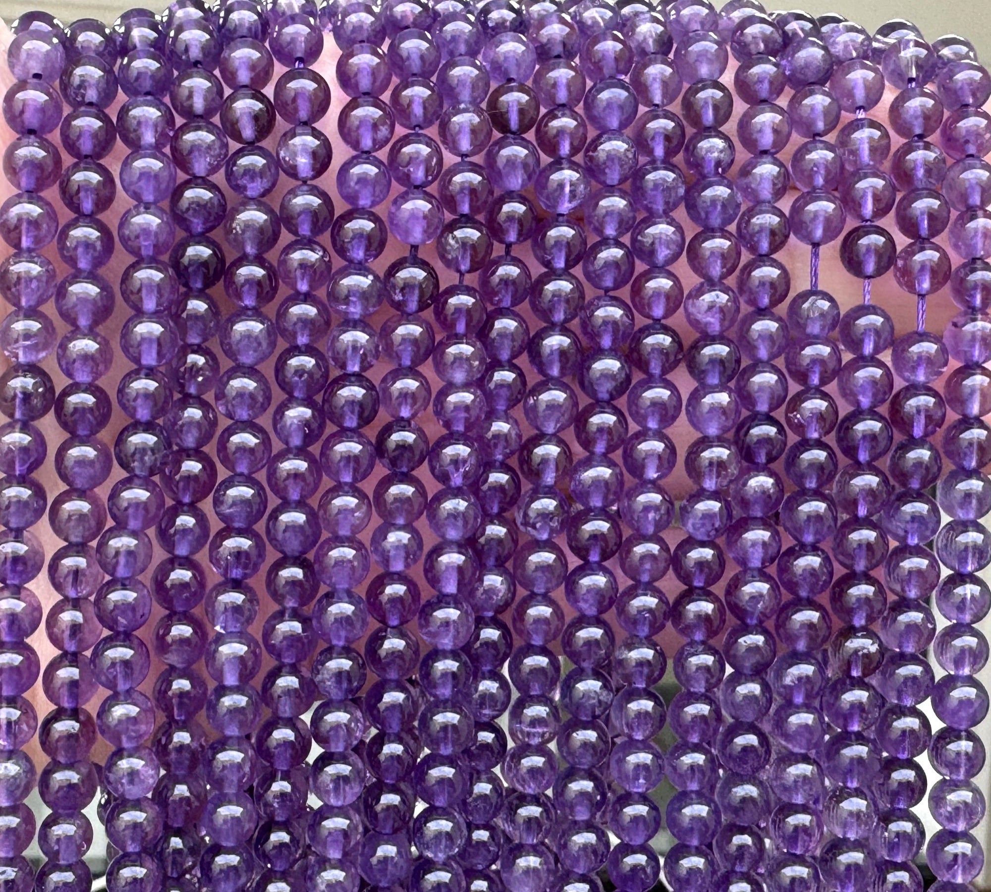 Amethyst 6mm round natural gemstone beads 15" strand