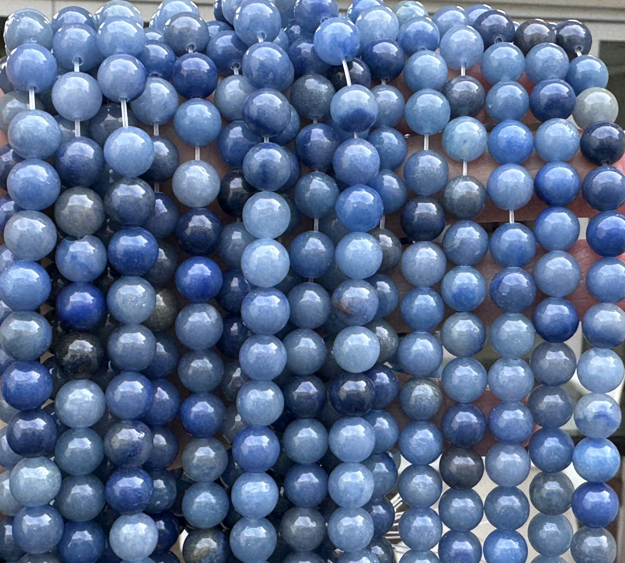 Blue Aventurine 8mm round natural gemstone beads 15" strand