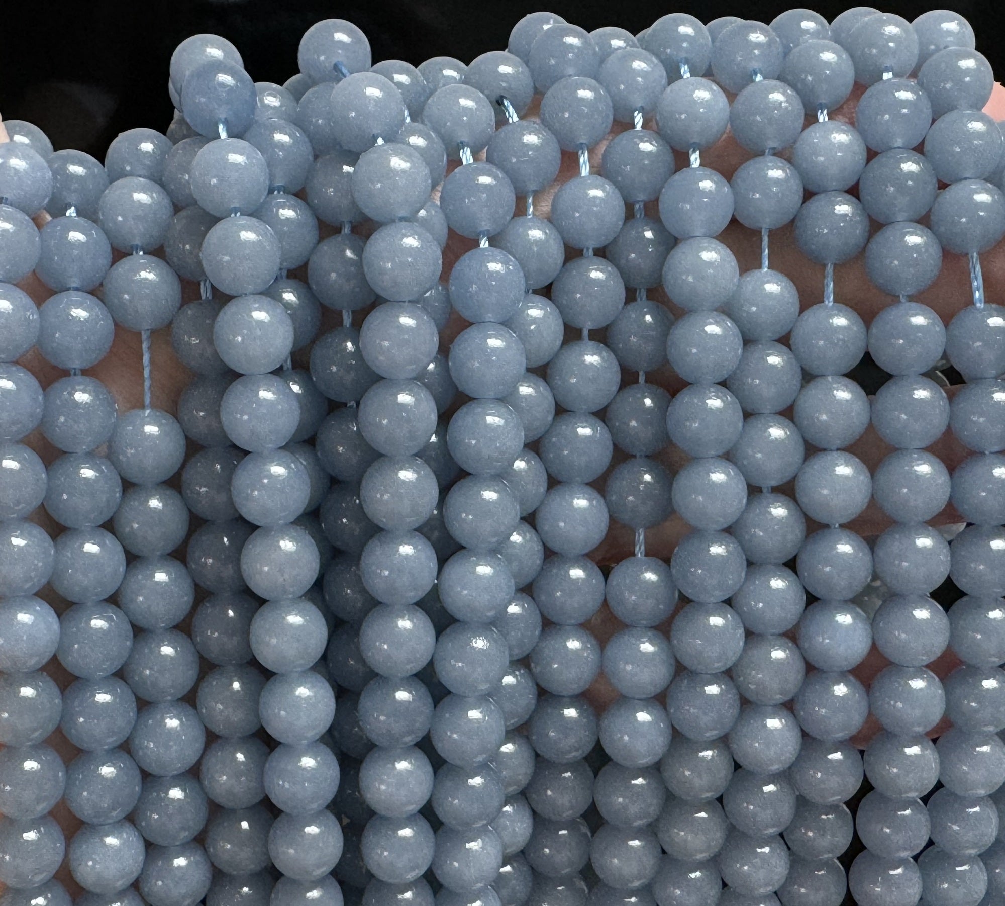 Blue Angelite 8mm round gemstone beads 15" strand