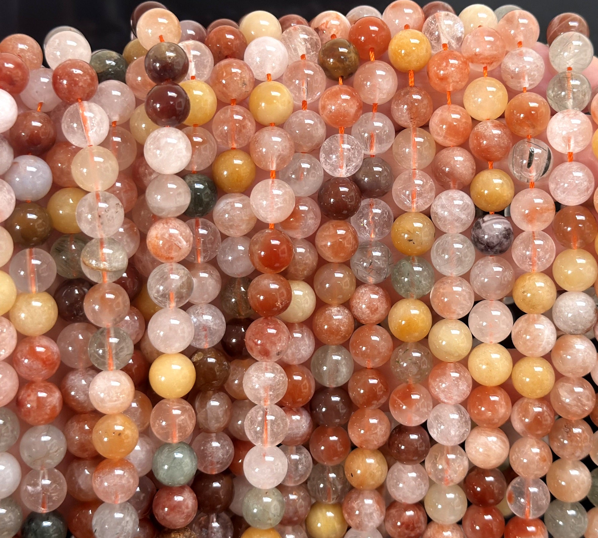 Fu Lu Shou Quartz 8mm round natural gemstone beads 15.5" strand