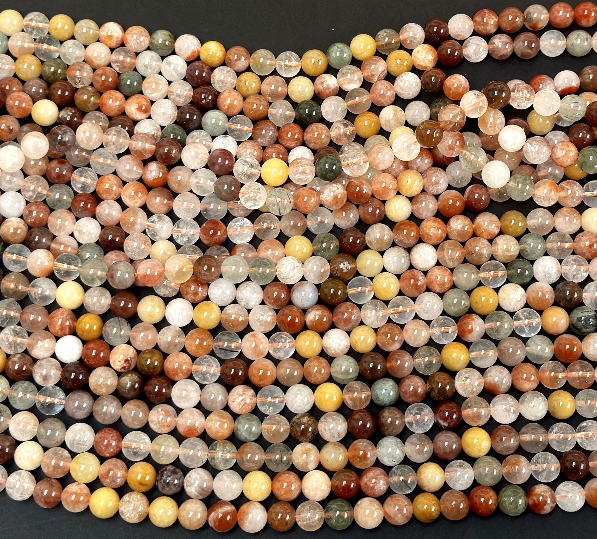 Fu Lu Shou Quartz 8mm round natural gemstone beads 15.5" strand